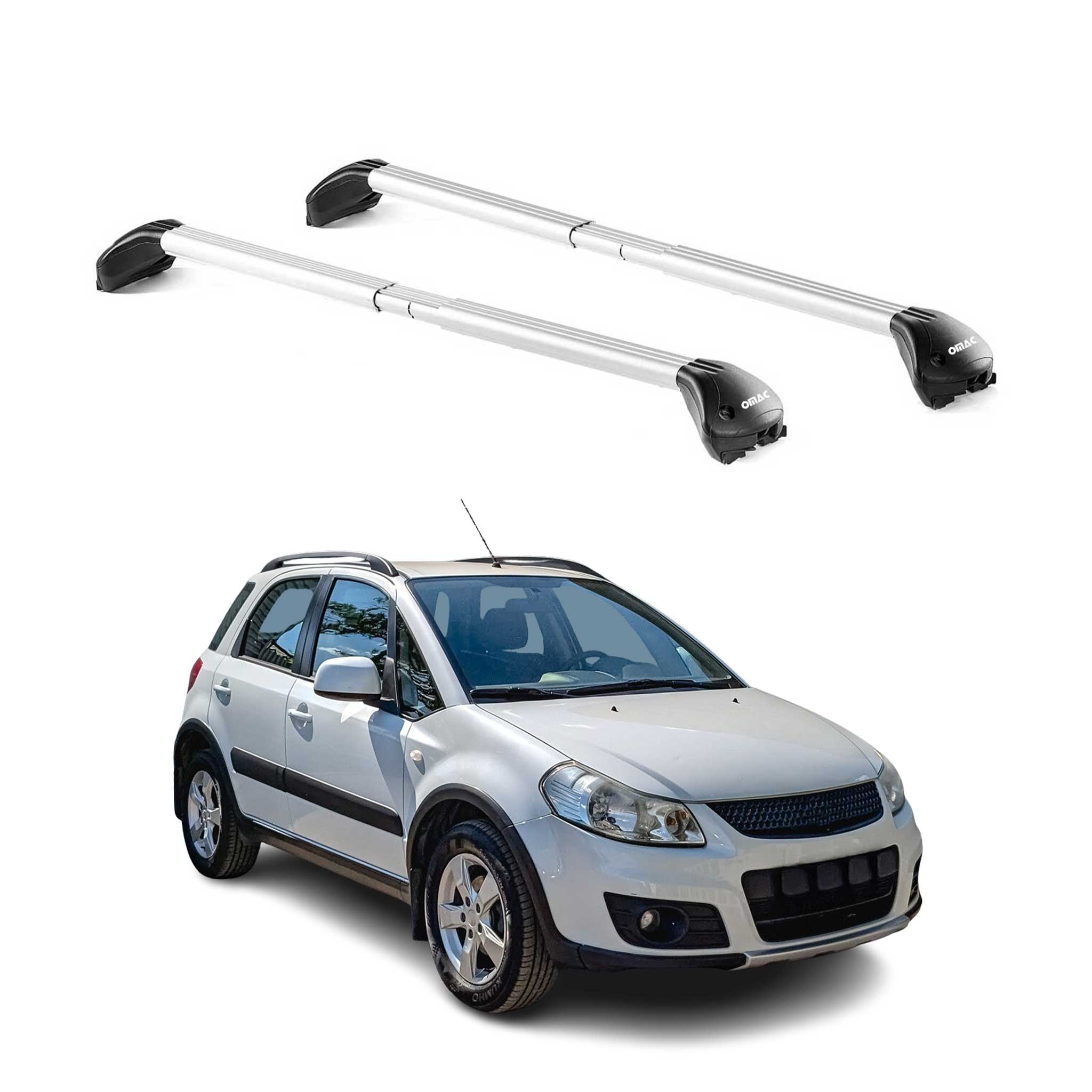 Omac Dachträger Querträger Tüv Geprüft Für Suzuki Sx4 I 2006-2013 5tür – Abschließbar (4 Schlösser) – Max 100 Kg – Edelstahlband + Gummischutz Silber