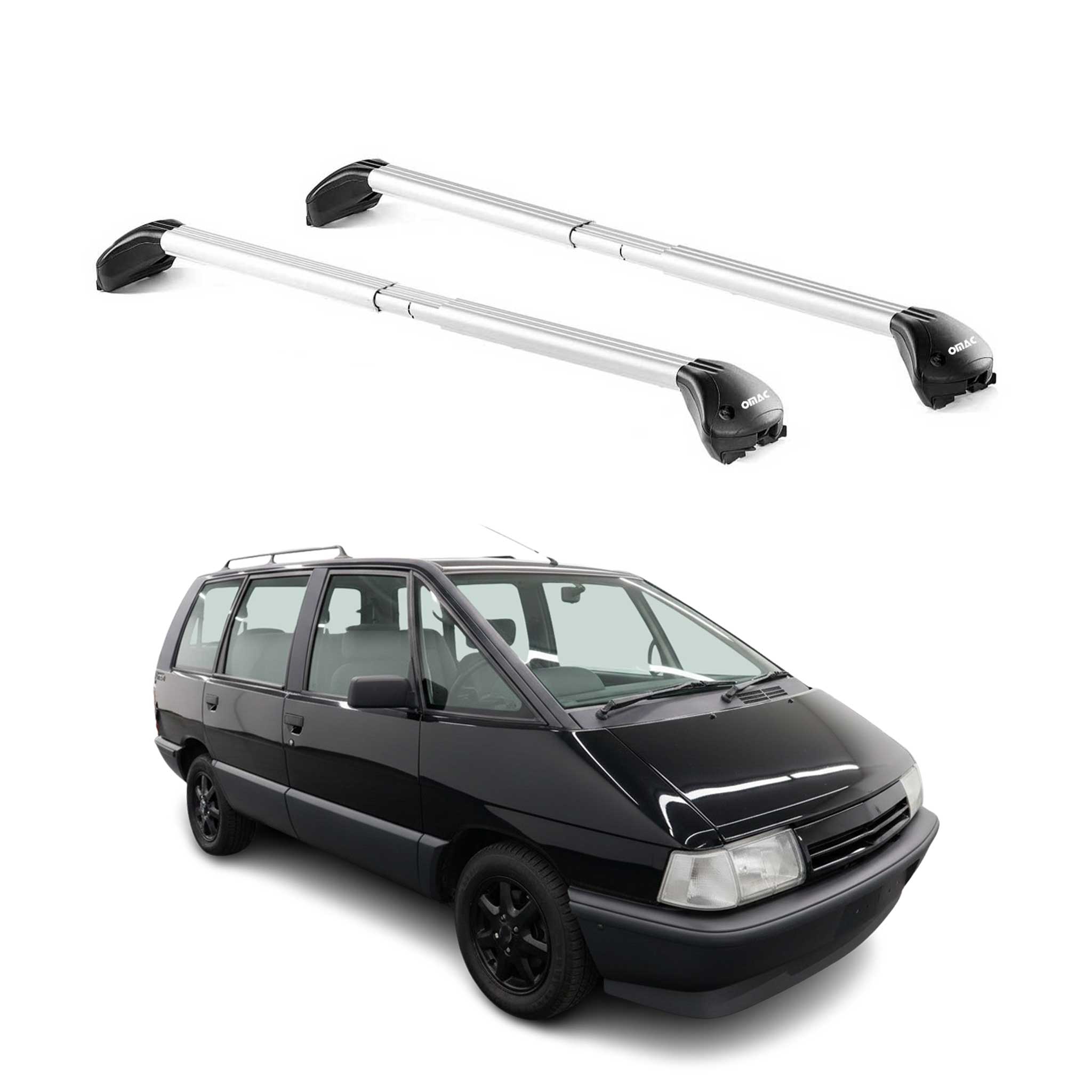 Omac Dachträger Querträger Tüv Geprüft Für Renault Espace 1984-1991 5 Tür – Abschließbar (4 Schlösser) – Max 100 Kg – Edelstahlband + Gummischutz Silber