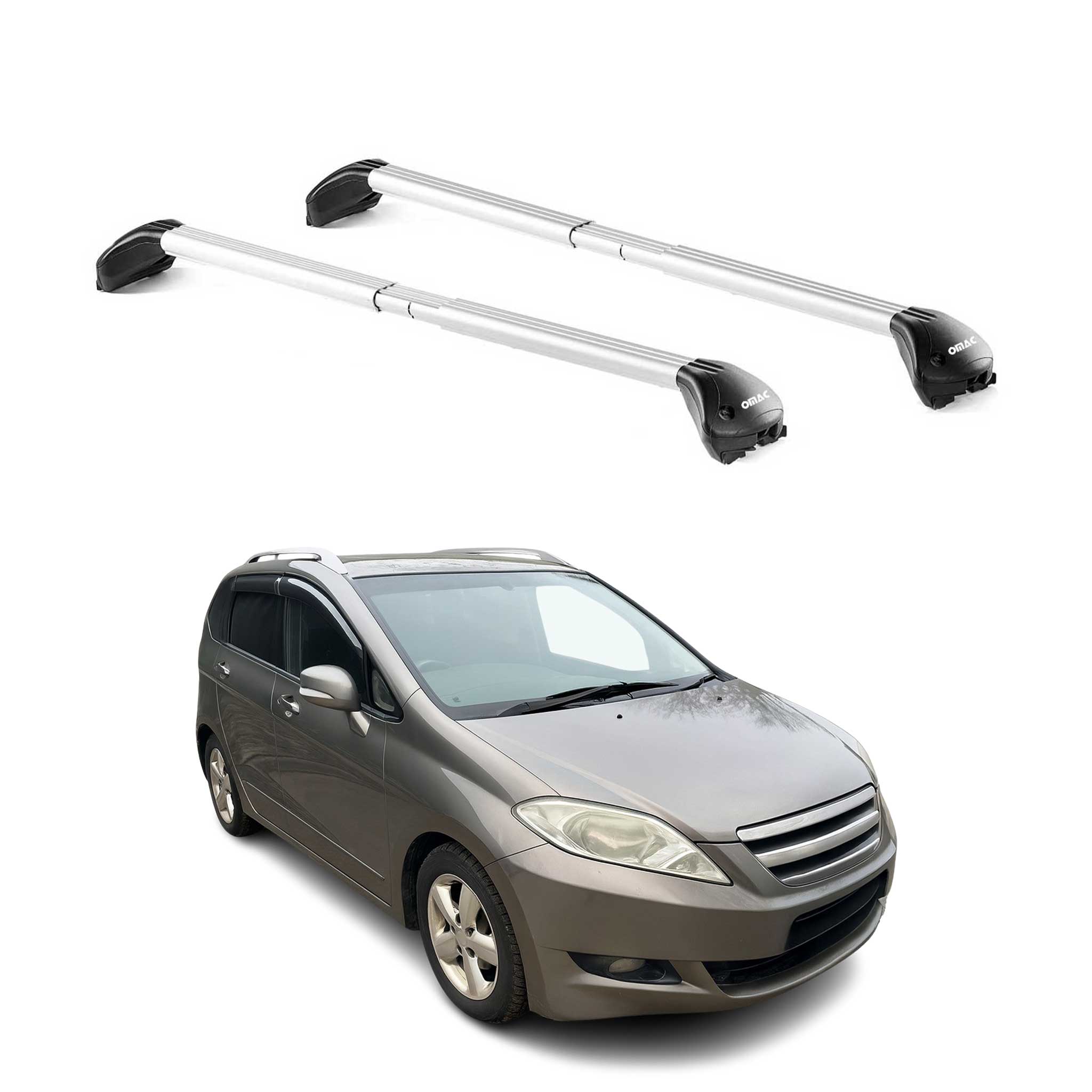 Omac Dachträger Querträger Tüv Geprüft Für Honda Fr-v 2004-2009 – Abschließbar (4 Schlösser) – Max 100 Kg – Edelstahlband + Gummischutz Silber