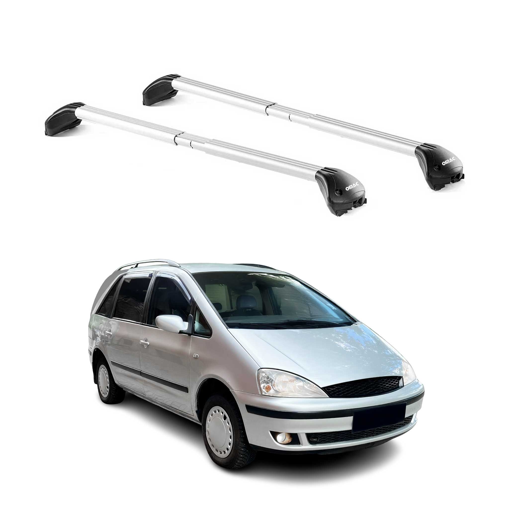 Omac Dachträger Querträger Tüv Geprüft Für Ford Galaxy I 1995-2006 – Abschließbar (4 Schlösser) – Max 100 Kg – Edelstahlband + Gummischutz Silber