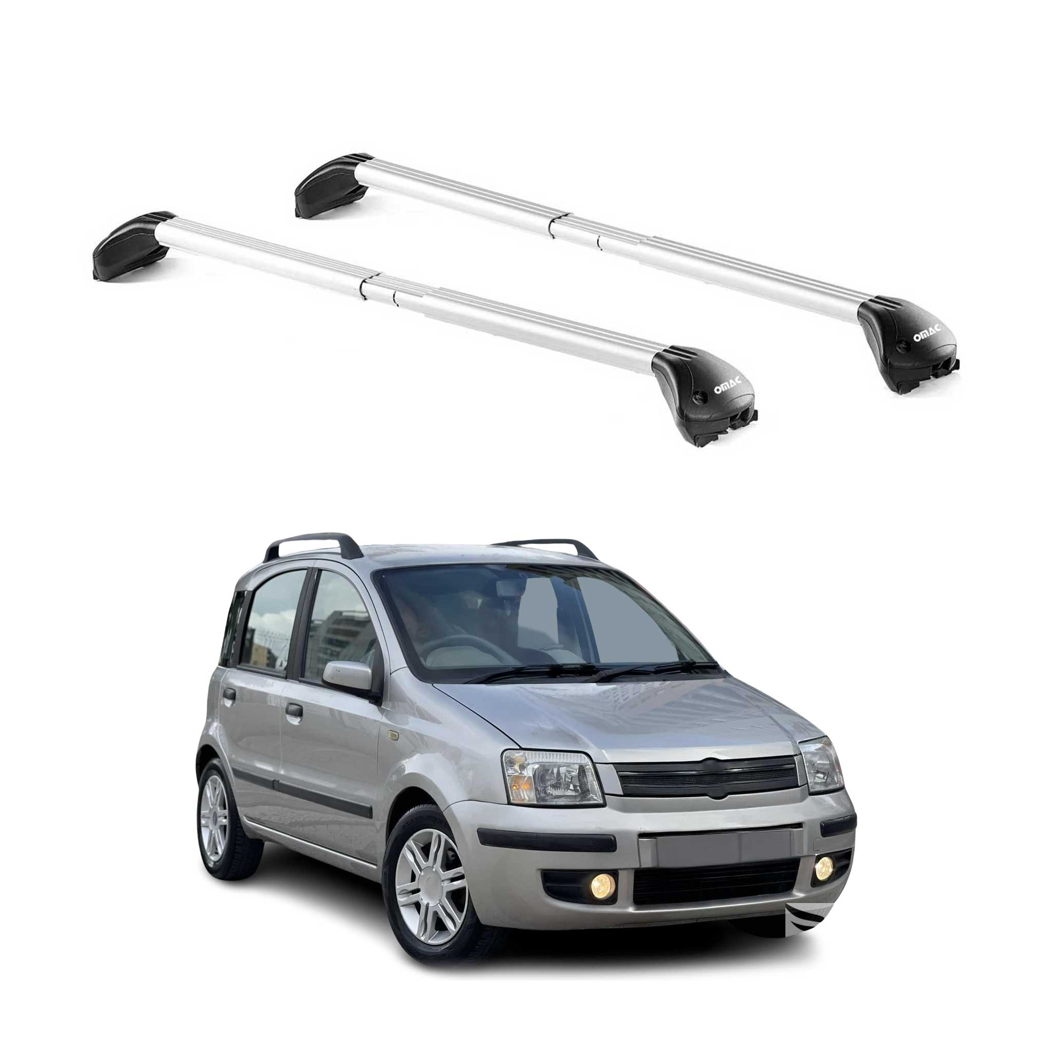 Omac Dachträger Querträger Tüv Geprüft Für Fiat Panda Ii 2003-2012 5tür – Abschließbar (4 Schlösser) – Max 100 Kg – Edelstahlband + Gummischutz Silber