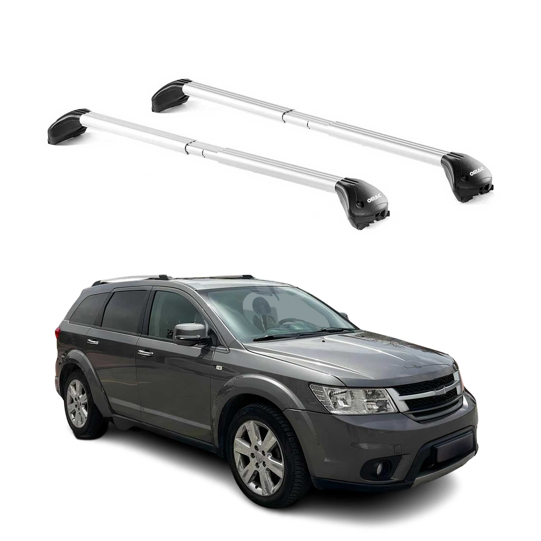 Omac Dachträger Querträger Tüv Geprüft Für Fiat Freemont 2011-2016 – Abschließbar (4 Schlösser) – Max 100 Kg – Edelstahlband + Gummischutz Silber