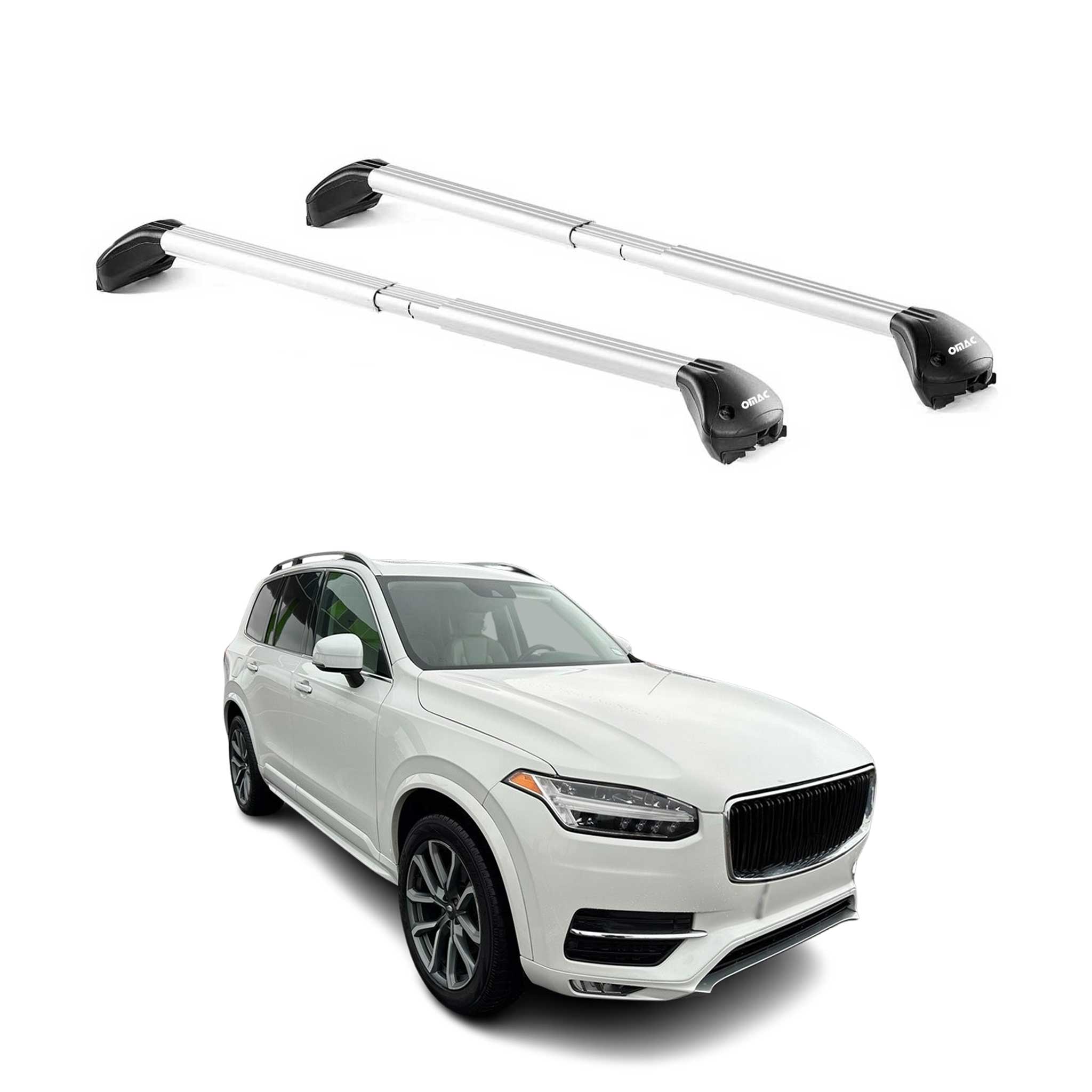 Omac Dachträger Querträger Tüv Geprüft Für Volvo Xc90 Ii 2015-2026 – Abschließbar (4 Schlösser) – Max 100 Kg – Edelstahlband + Gummischutz Silber