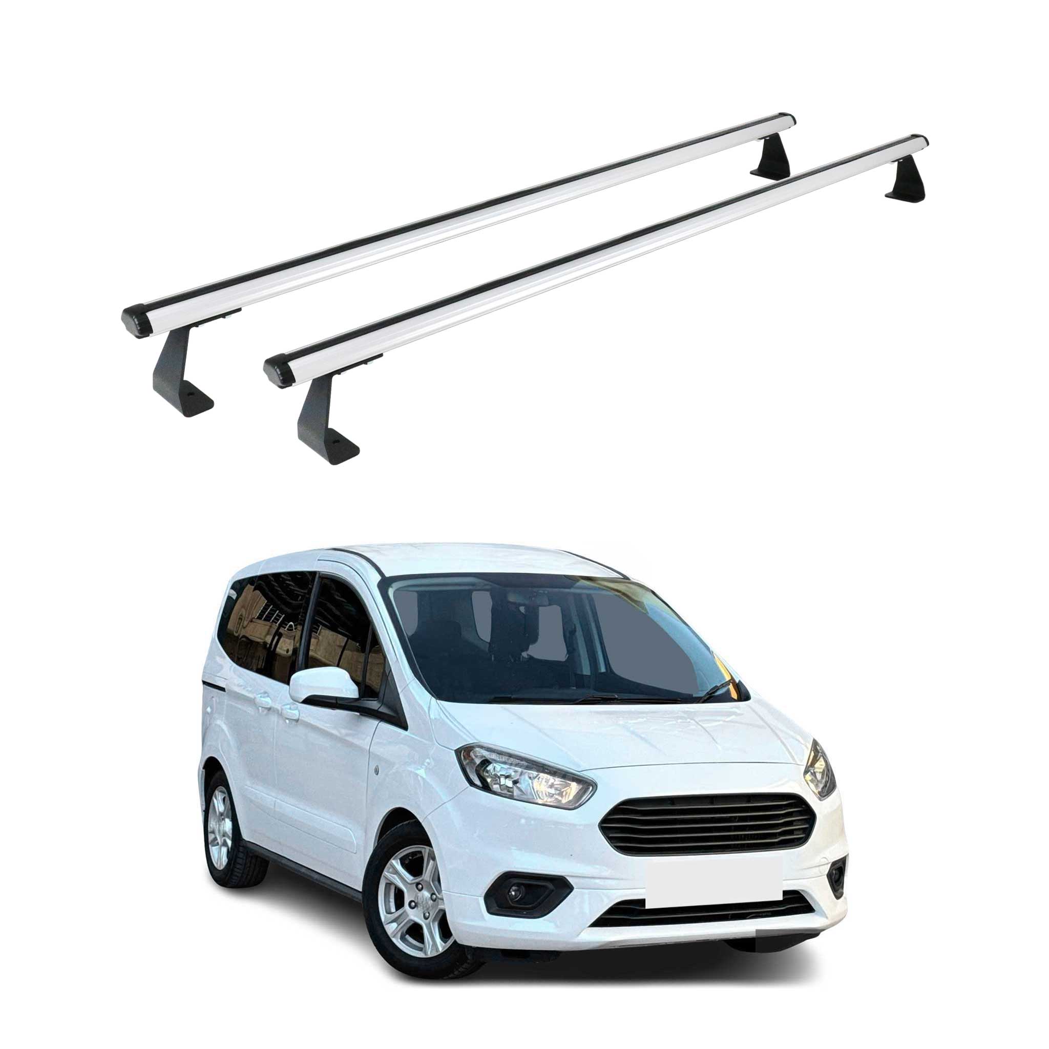Omac Heavy Duty Dachträger Querträger Kompatibel Mit Ford Transit Courier I 2014-2023 – 2 Stangen – Aluminium Silber