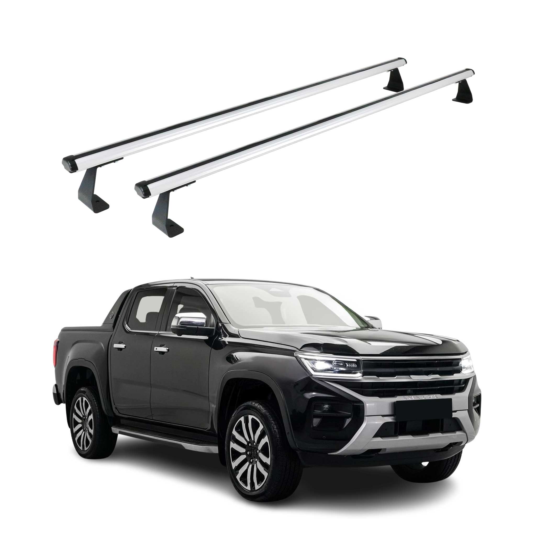 Omac Heavy Duty Dachträger Querträger Kompatibel Mit Vw Amarok Ii 2023-2026 – 2 Stangen – Aluminium Silber