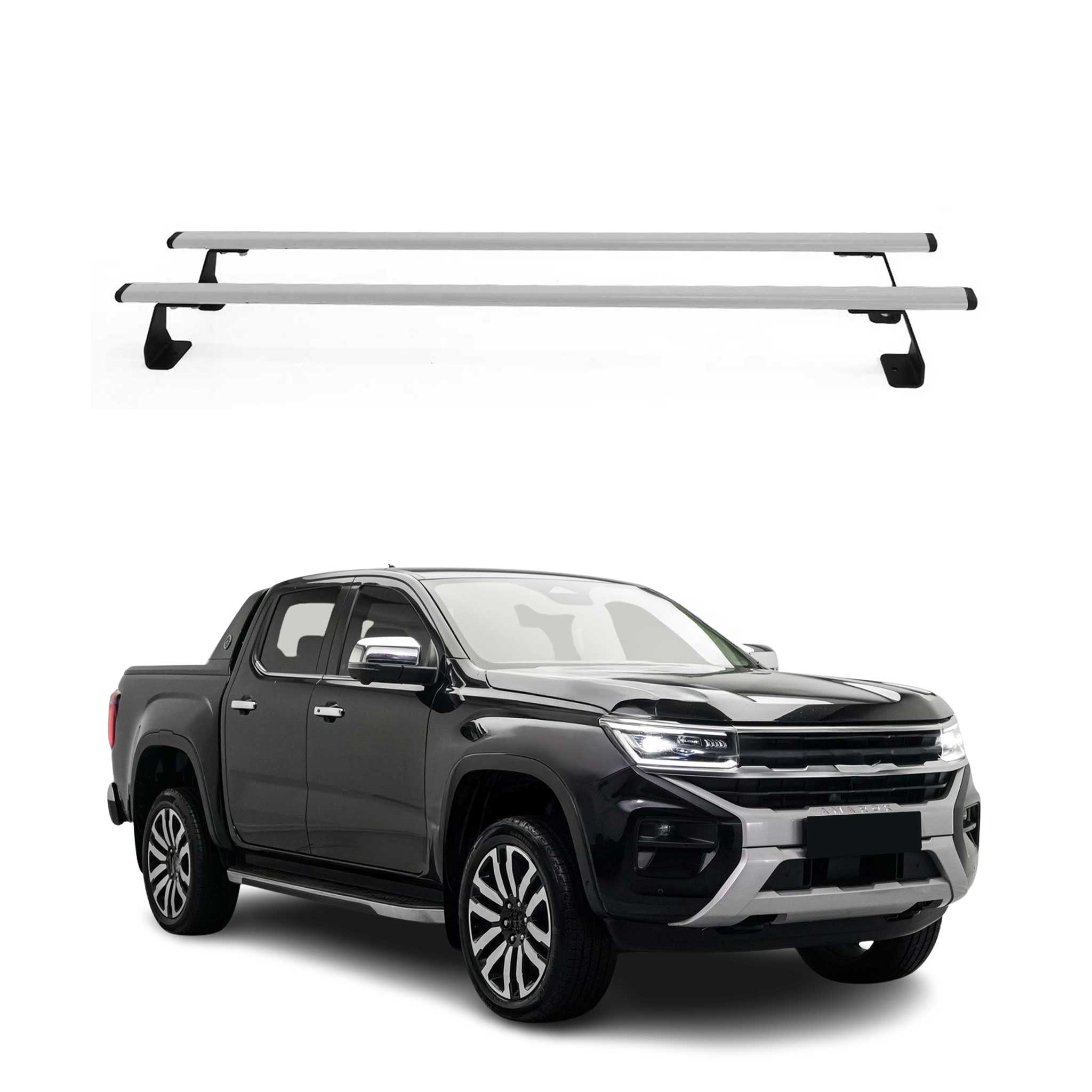 Omac Heavy Duty Dachträger Querträger Kompatibel Mit Vw Amarok Ii 2023-2026 – 2 Stangen – Stahl Silber