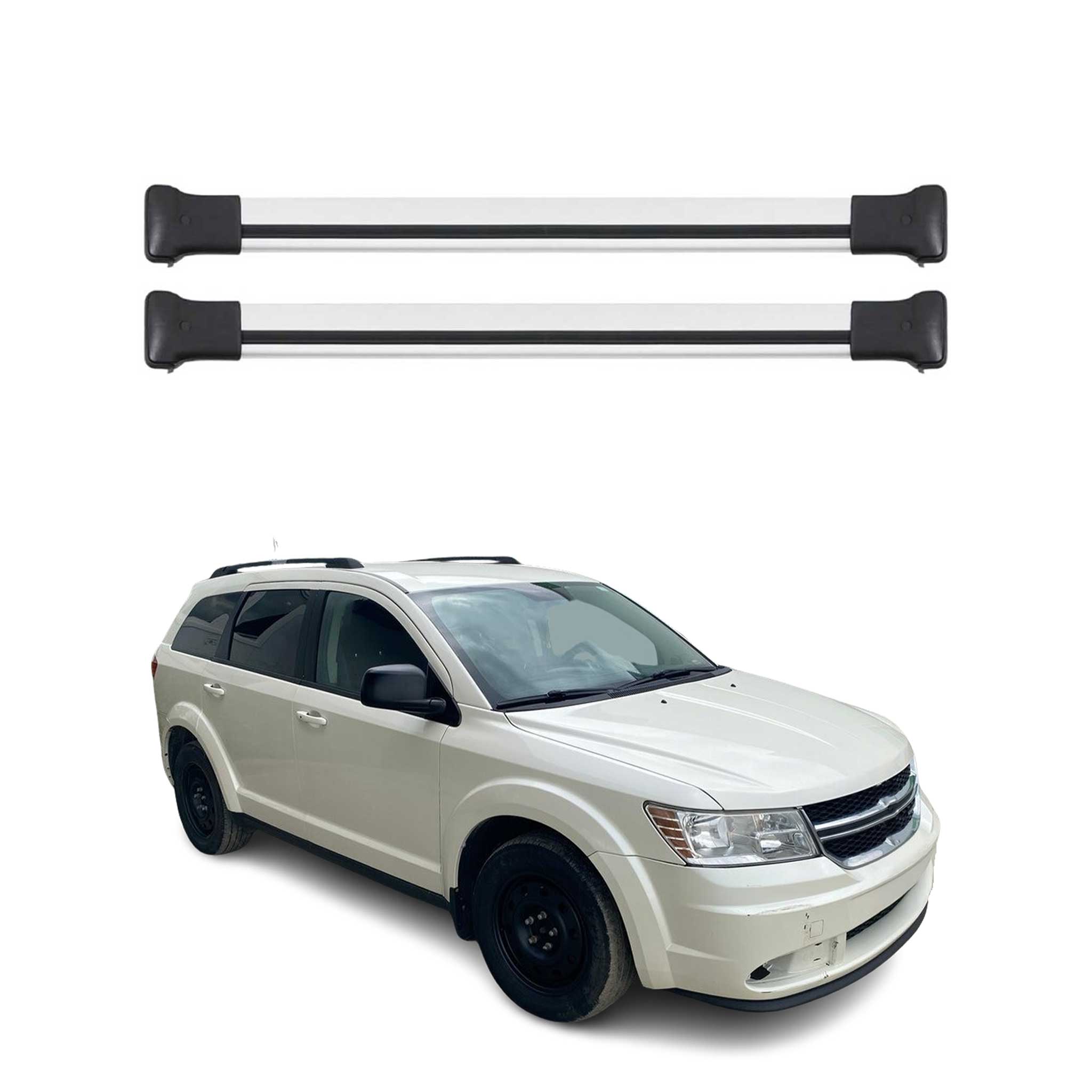 Omac Aluminium Dachträger Querträger Für Dodge Journey 2008-2021 – Max. 75 Kg – 2 Stangen Silber