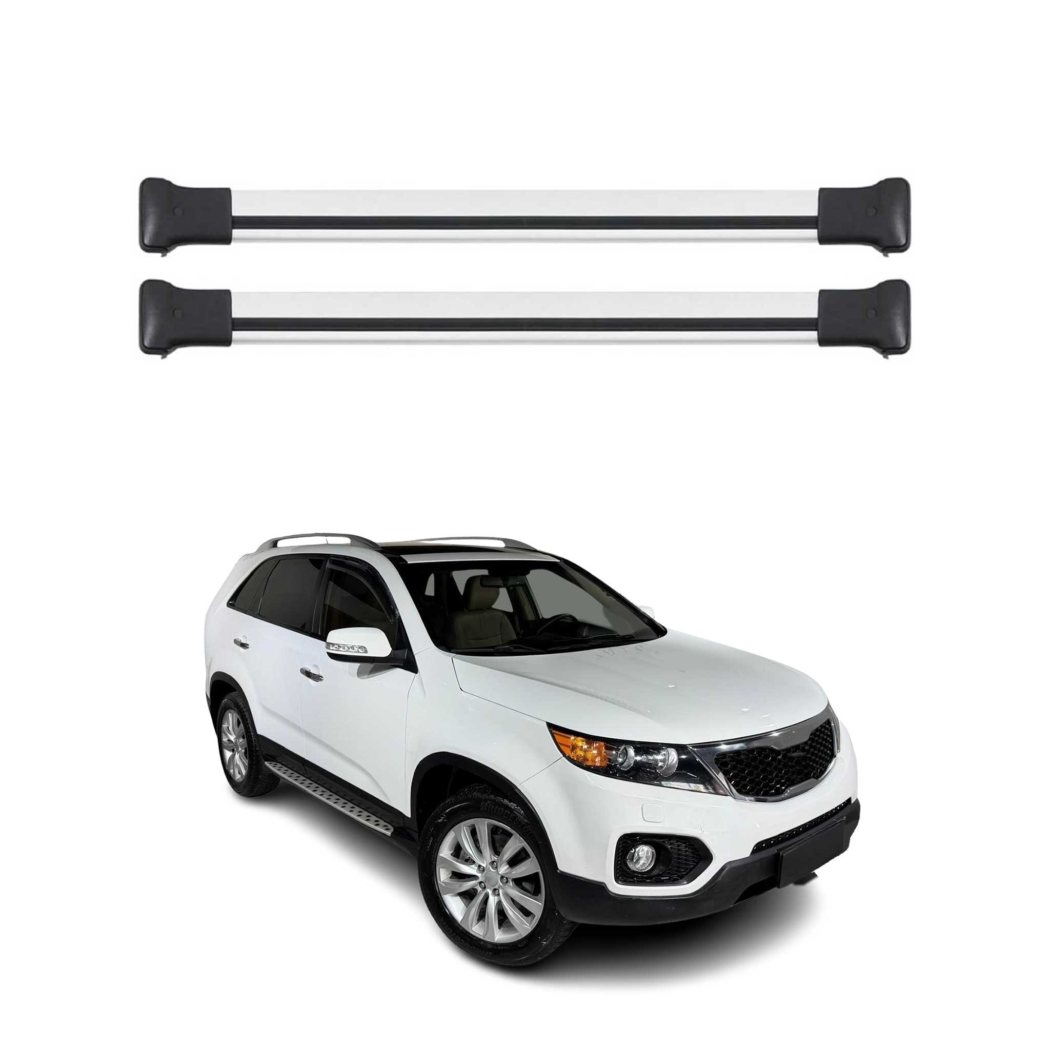 Omac Aluminium Dachträger Querträger Für Kia Sorento Mk2 2010-2014 – Max. 75 Kg – 2 Stangen Silber