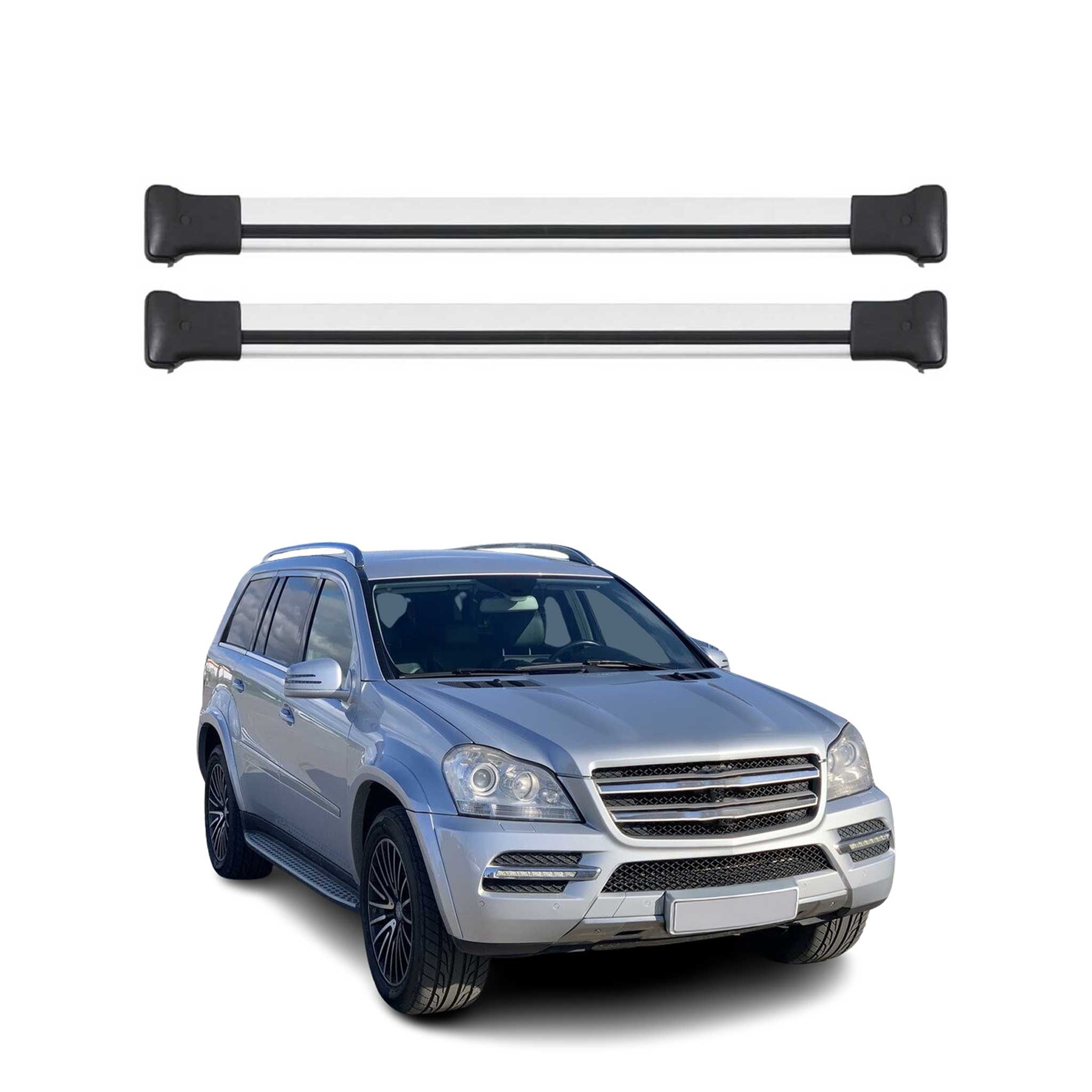 Omac Aluminium Dachträger Querträger Für Mercedes Gl Klasse X164 2006-2012 – Max. 75 Kg – 2 Stangen Silber