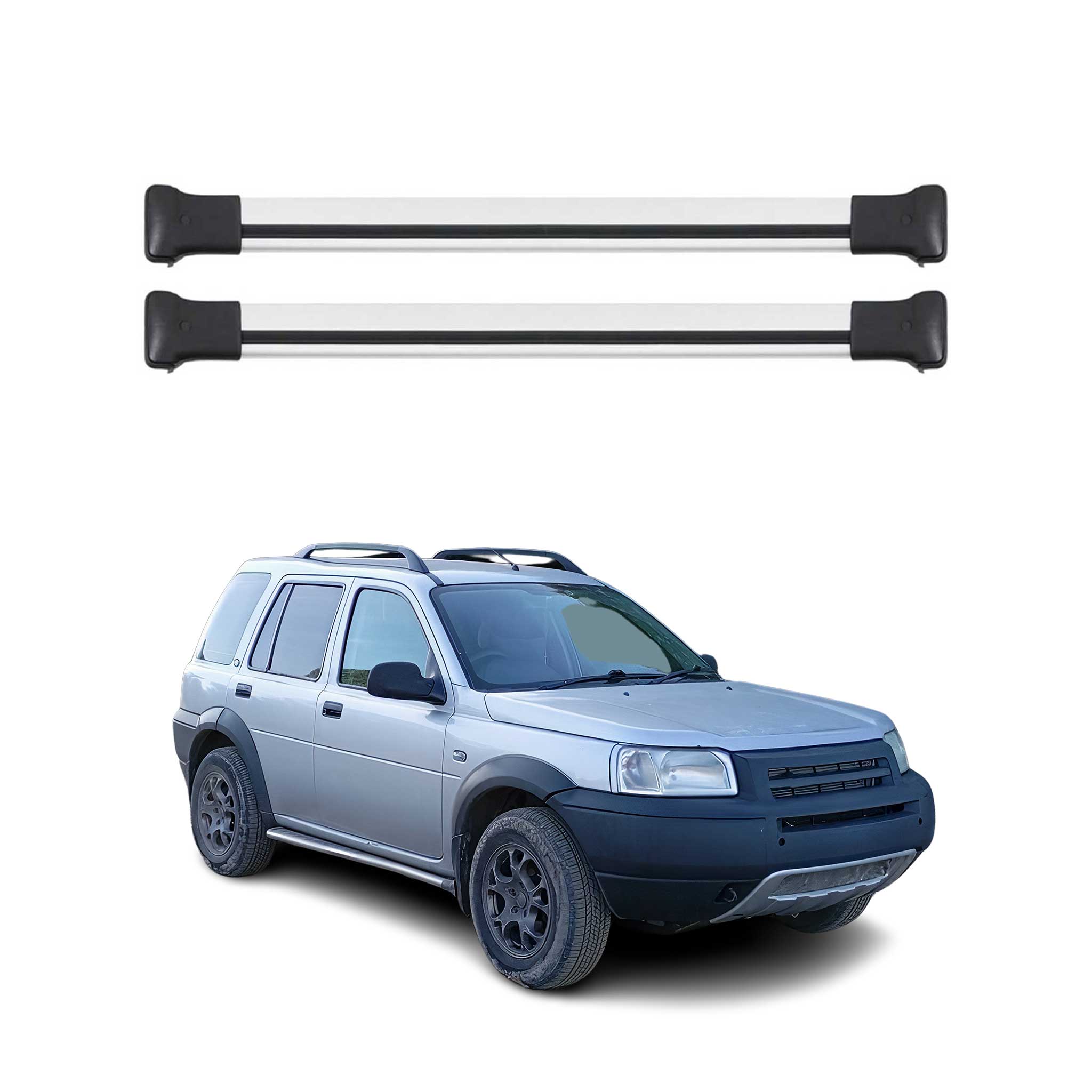 Omac Aluminium Dachträger Querträger Für Land Rover Freelander I L314 1998-2006 – Max. 75 Kg – 2 Stangen Silber