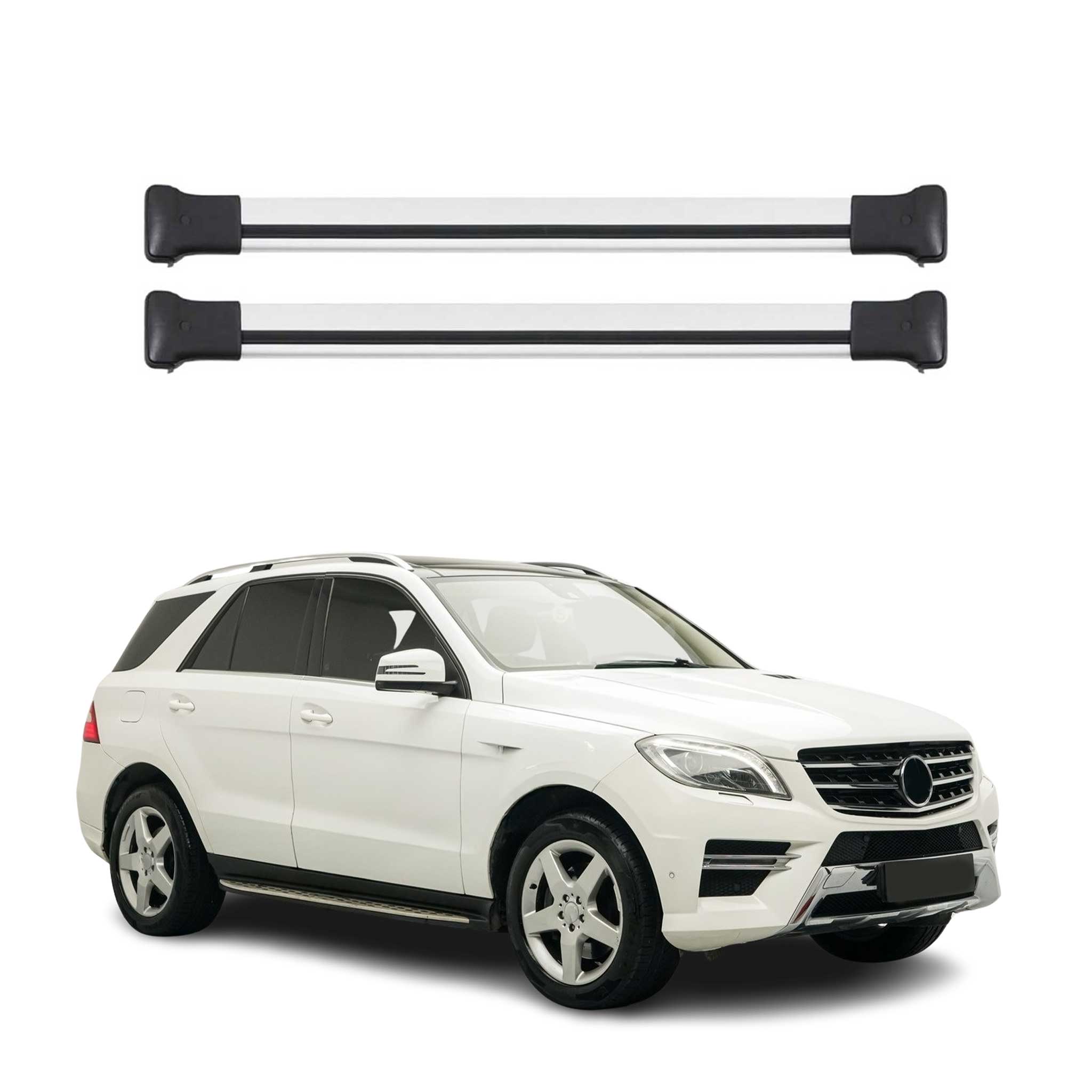 Omac Aluminium Dachträger Querträger Für Mercedes M Klasse Gle W166 2012-2019 – Max. 75 Kg – 2 Stangen Silber