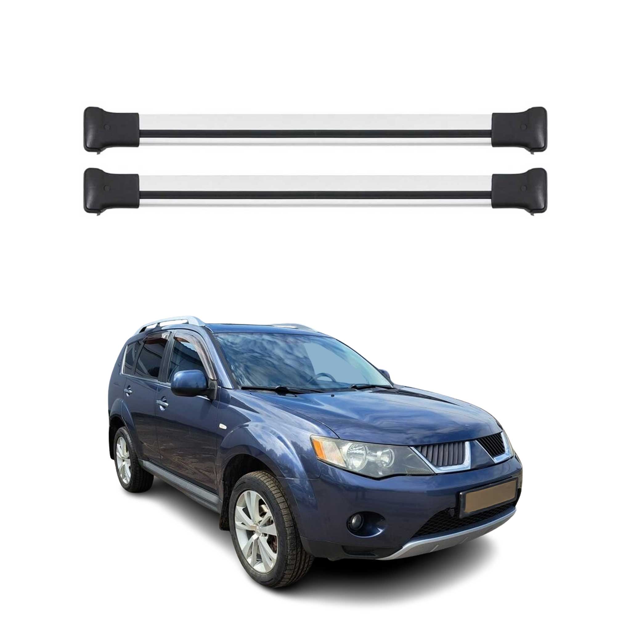 Omac Aluminium Dachträger Querträger Für Mitsubishi Outlander Ii 2006-2012 – Max. 75 Kg – 2 Stangen Silber