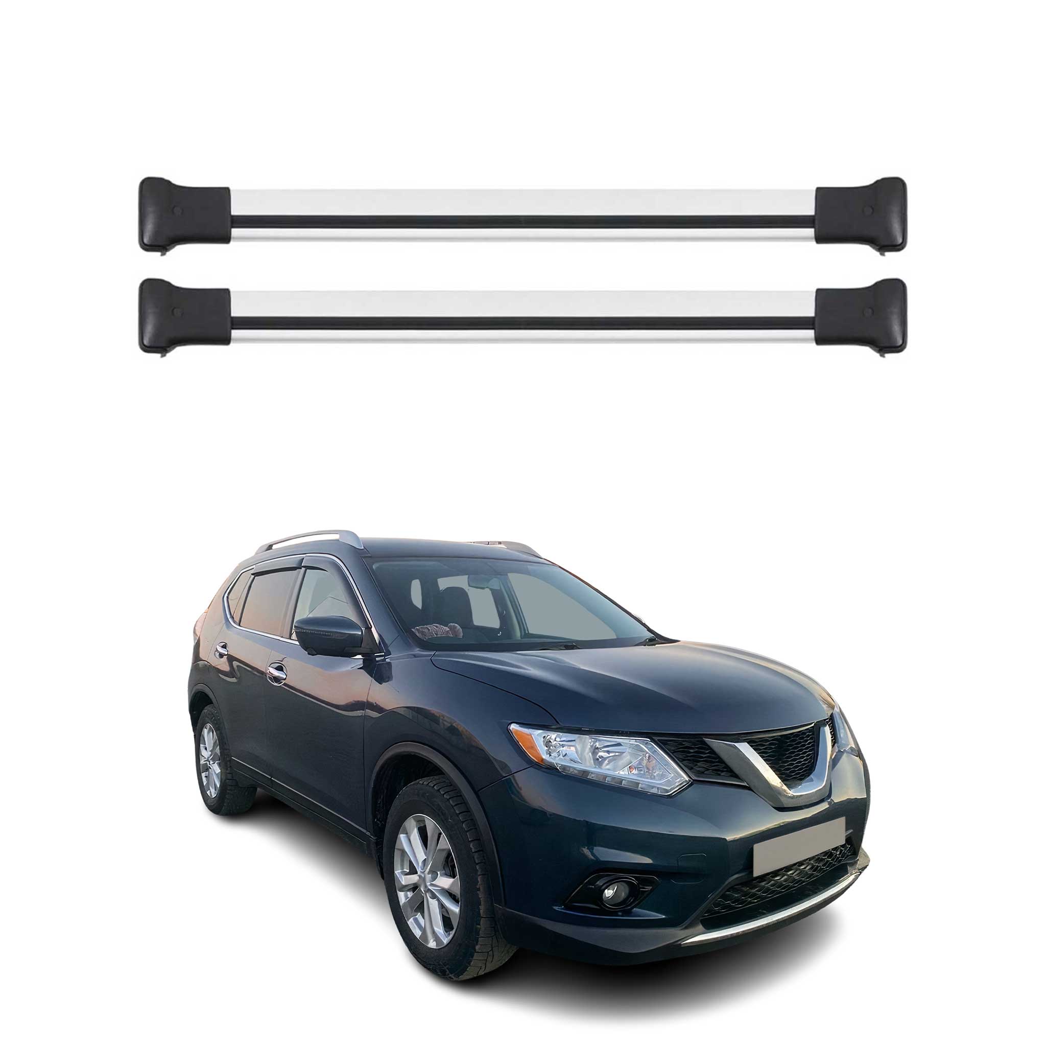 Omac Aluminium Dachträger Querträger Für Nissan X-trail Iii T32 2013-2021 – Max. 75 Kg – 2 Stangen Silber