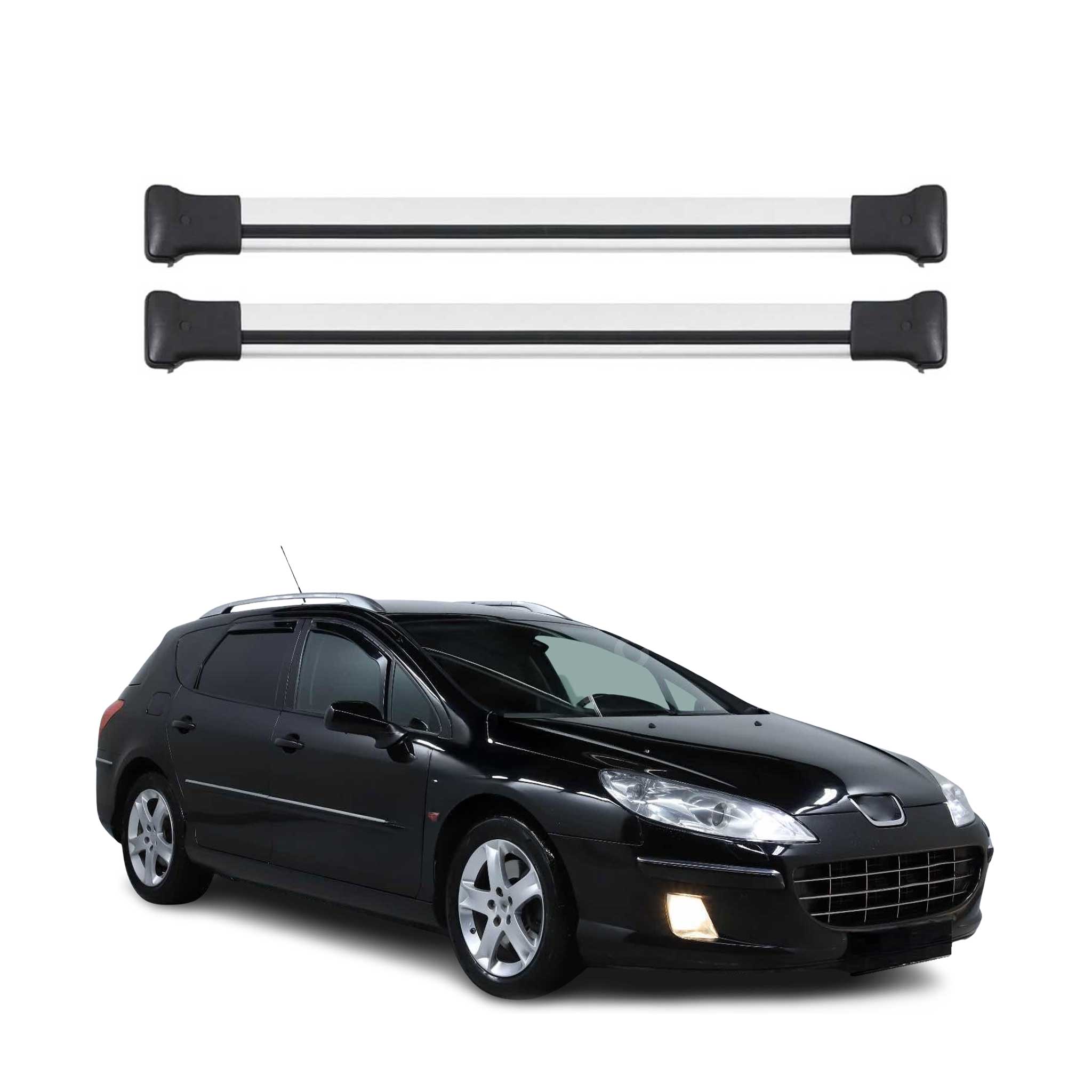 Omac Aluminium Dachträger Querträger Für Peugeot 407 Kombi 2004-2011 – Max. 75 Kg – 2 Stangen Silber