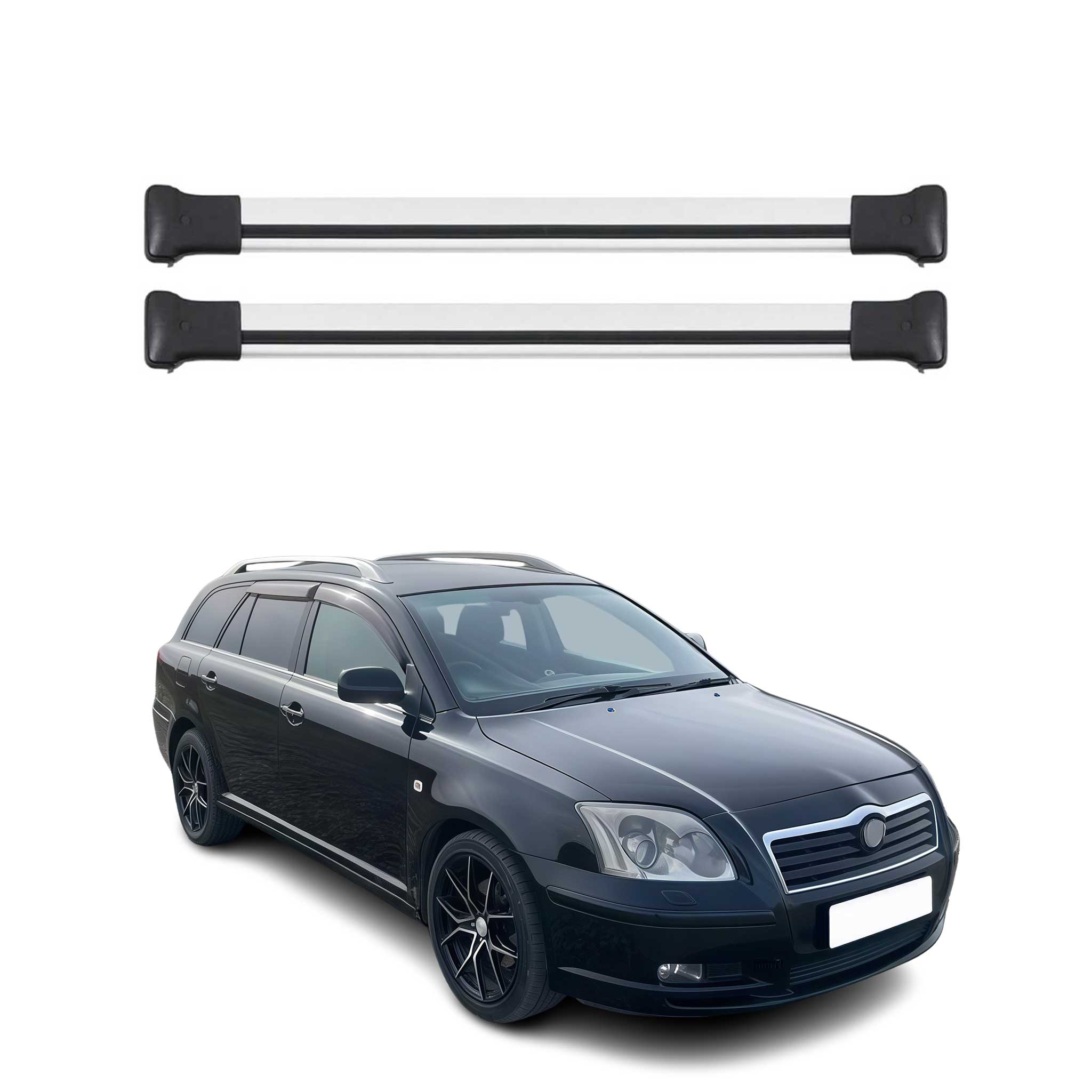 Omac Aluminium Dachträger Querträger Für Toyota Avensis Ii Kombi 2003-2008 – Max. 75 Kg – 2 Stangen Silber