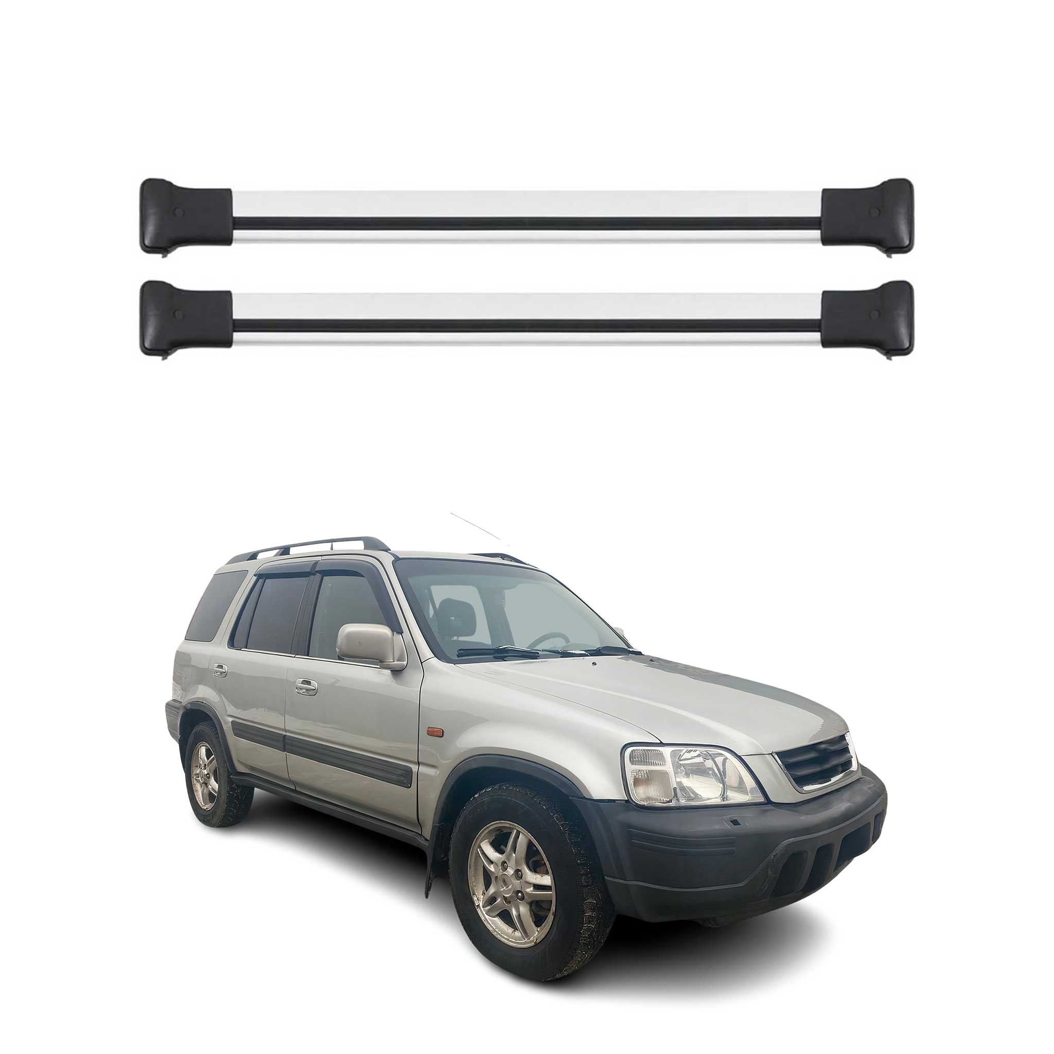 Omac Aluminium Dachträger Querträger Für Honda Cr-v I 1997-2001 – Max. 75 Kg – 2 Stangen Silber