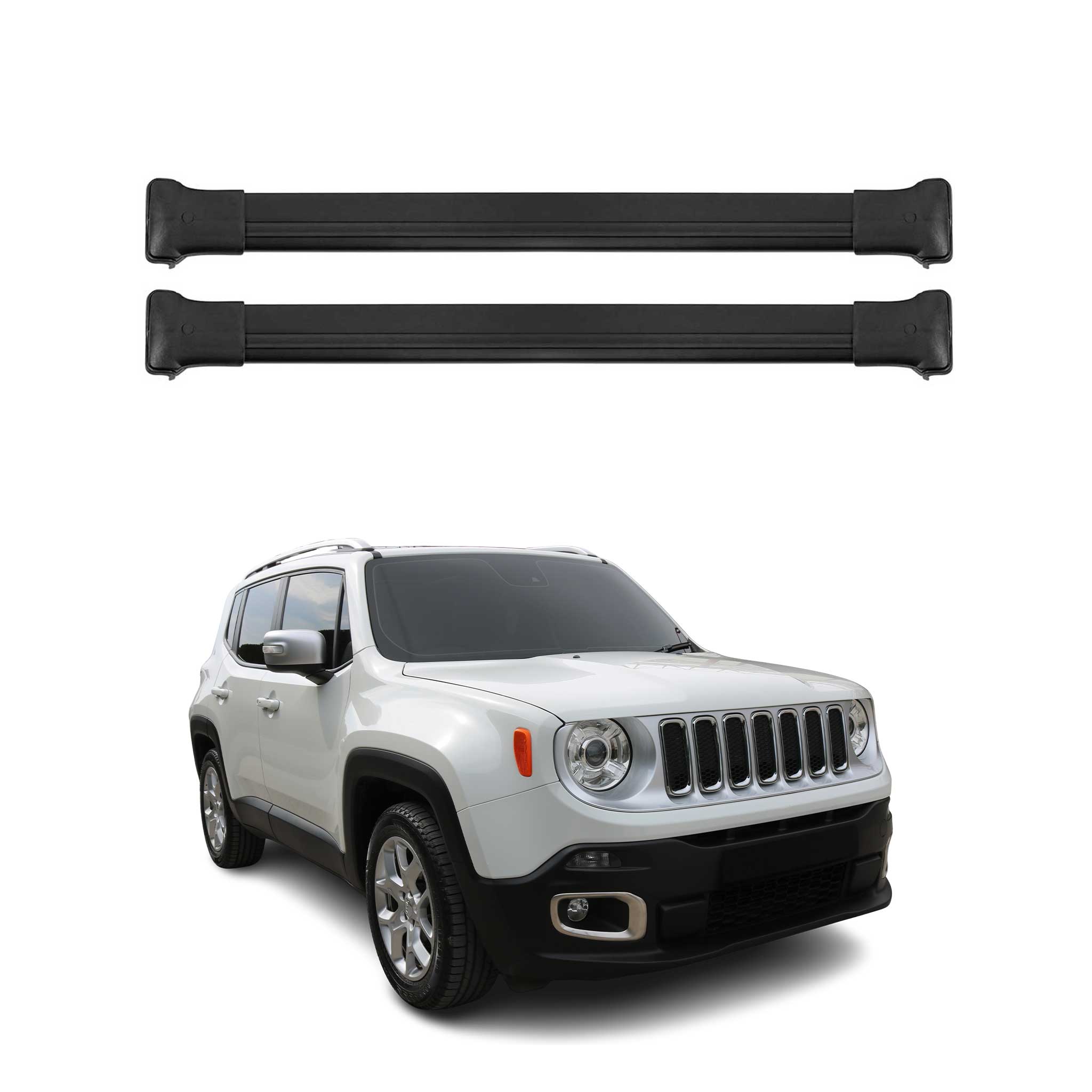 Omac Aluminium Dachträger Querträger Für Jeep Renegade 2015-2025 – Max. 75 Kg – 2 Stangen Silber