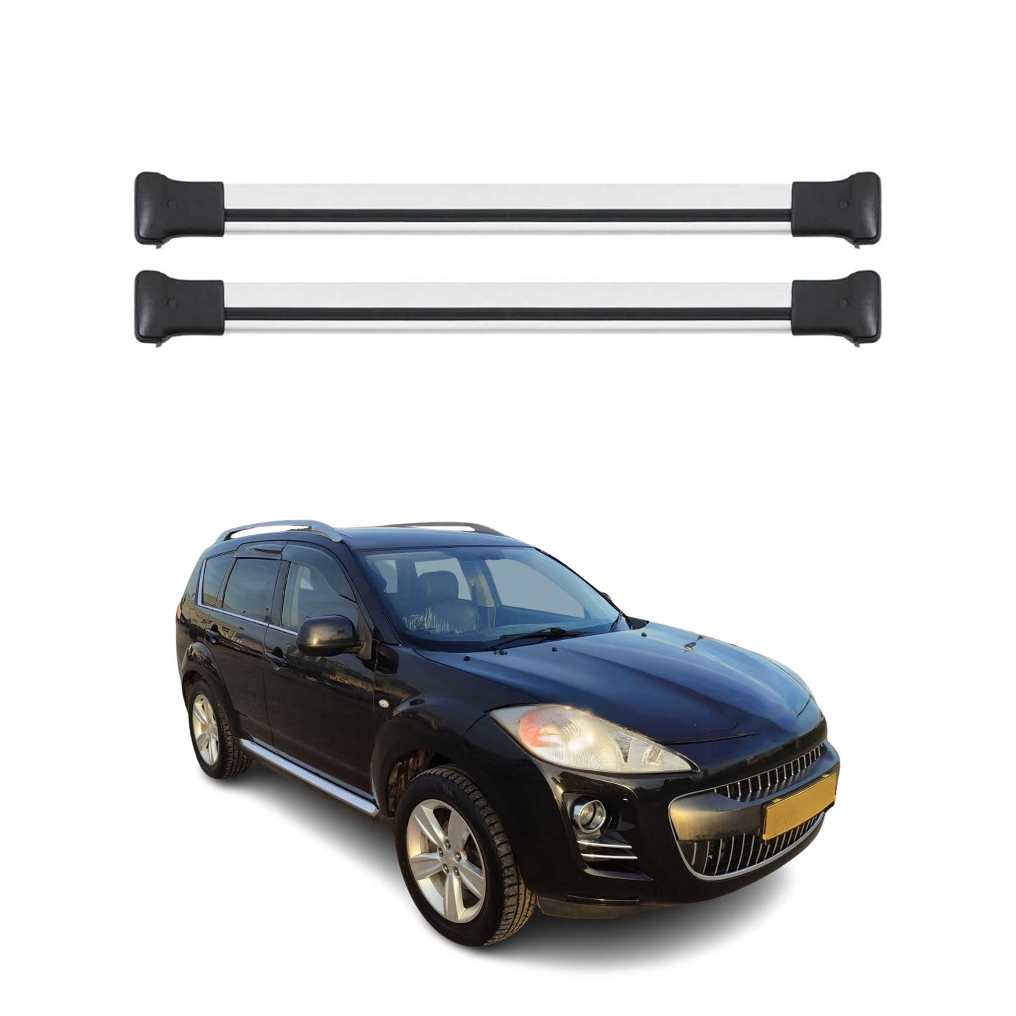Omac Aluminium Dachträger Querträger Für Peugeot 4007 2007-2012 – Max. 75 Kg – 2 Stangen Silber