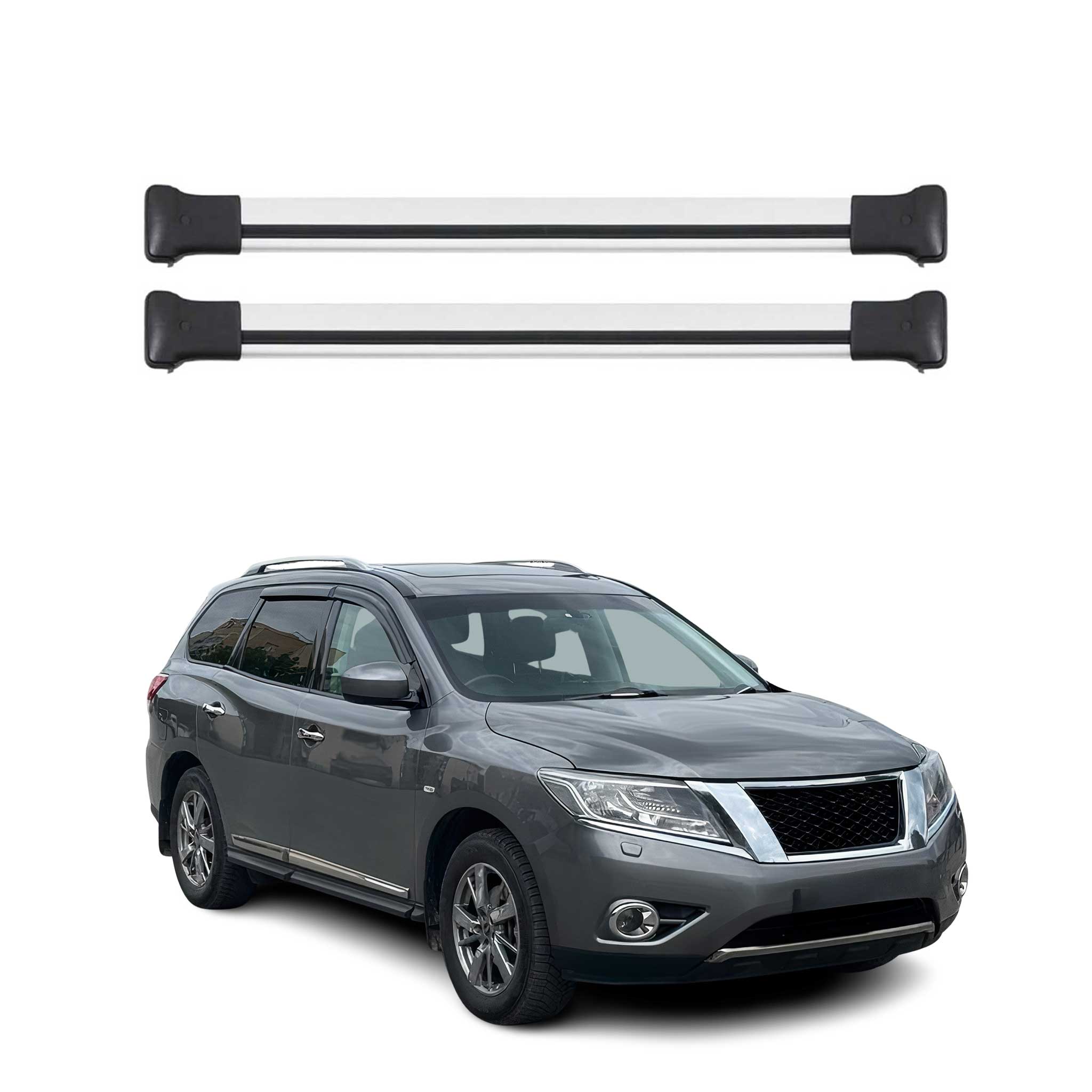 Omac Aluminium Dachträger Querträger Für Renault Clio Iv Grandtour 2012-2019 – Max. 75 Kg – 2 Stangen Silber
