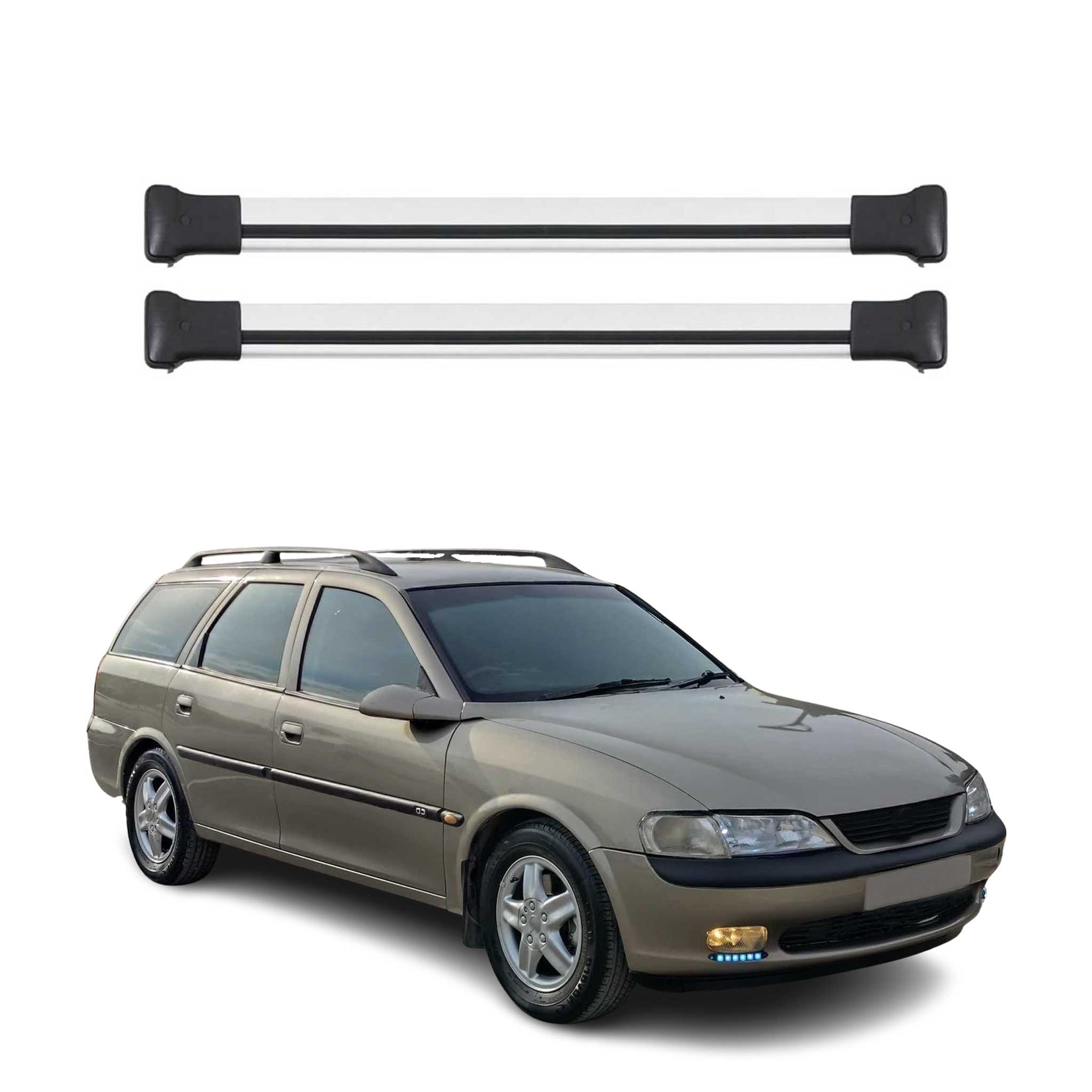 Omac Aluminium Dachträger Querträger Für Opel Vectra B Kombi 1995-2002 – Max. 75 Kg – 2 Stangen Silber