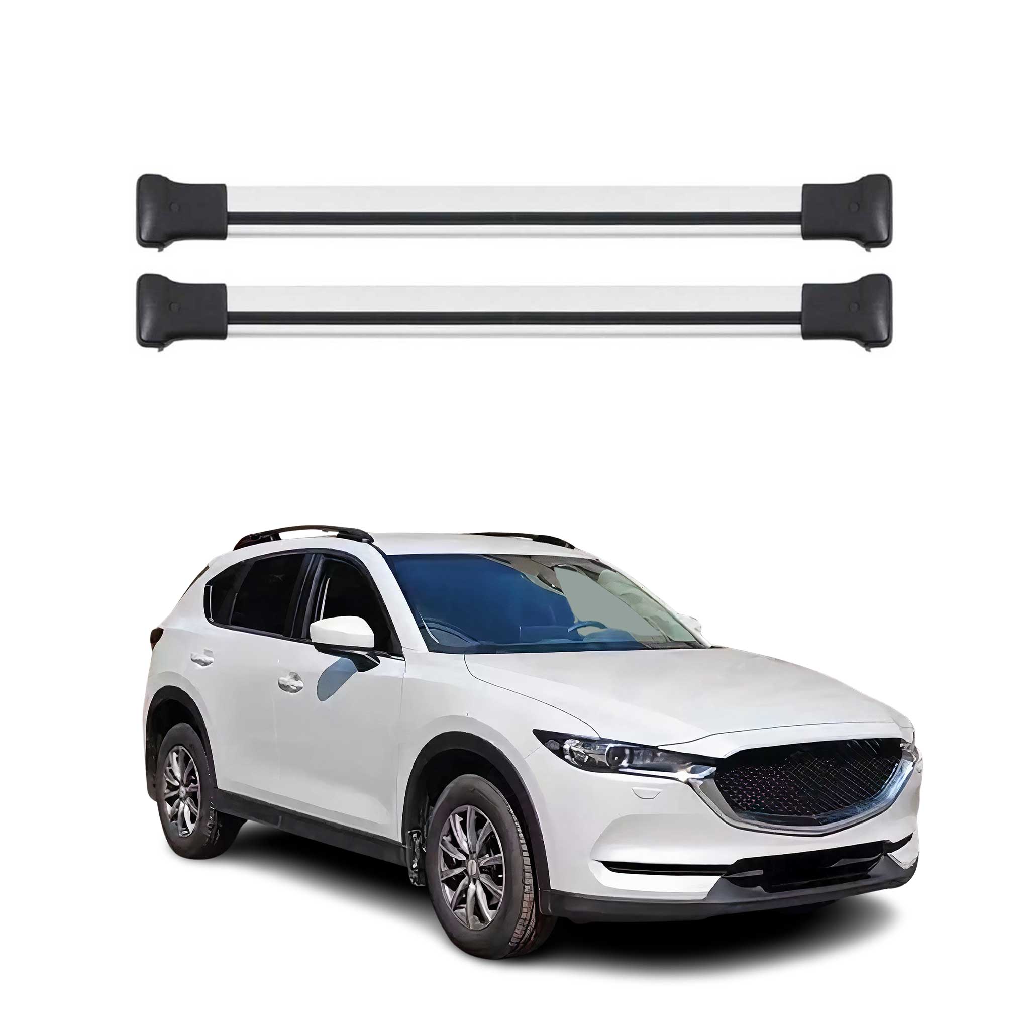 Omac Aluminium Dachträger Querträger Für Mazda Cx-5 Ii 2017-2025 – Max. 75 Kg – 2 Stangen Silber