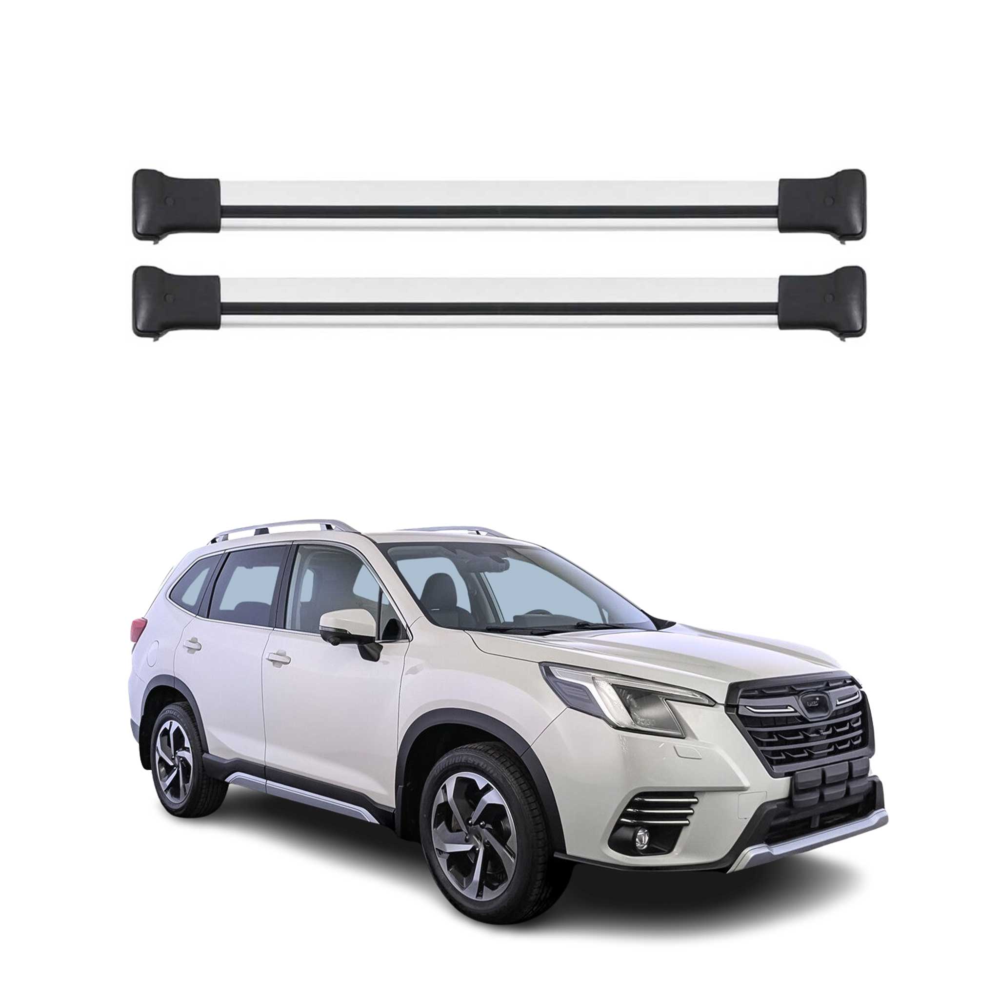 Omac Aluminium Dachträger Querträger Für Subaru Forester V 2018-2025 – Max. 75 Kg – 2 Stangen Silber