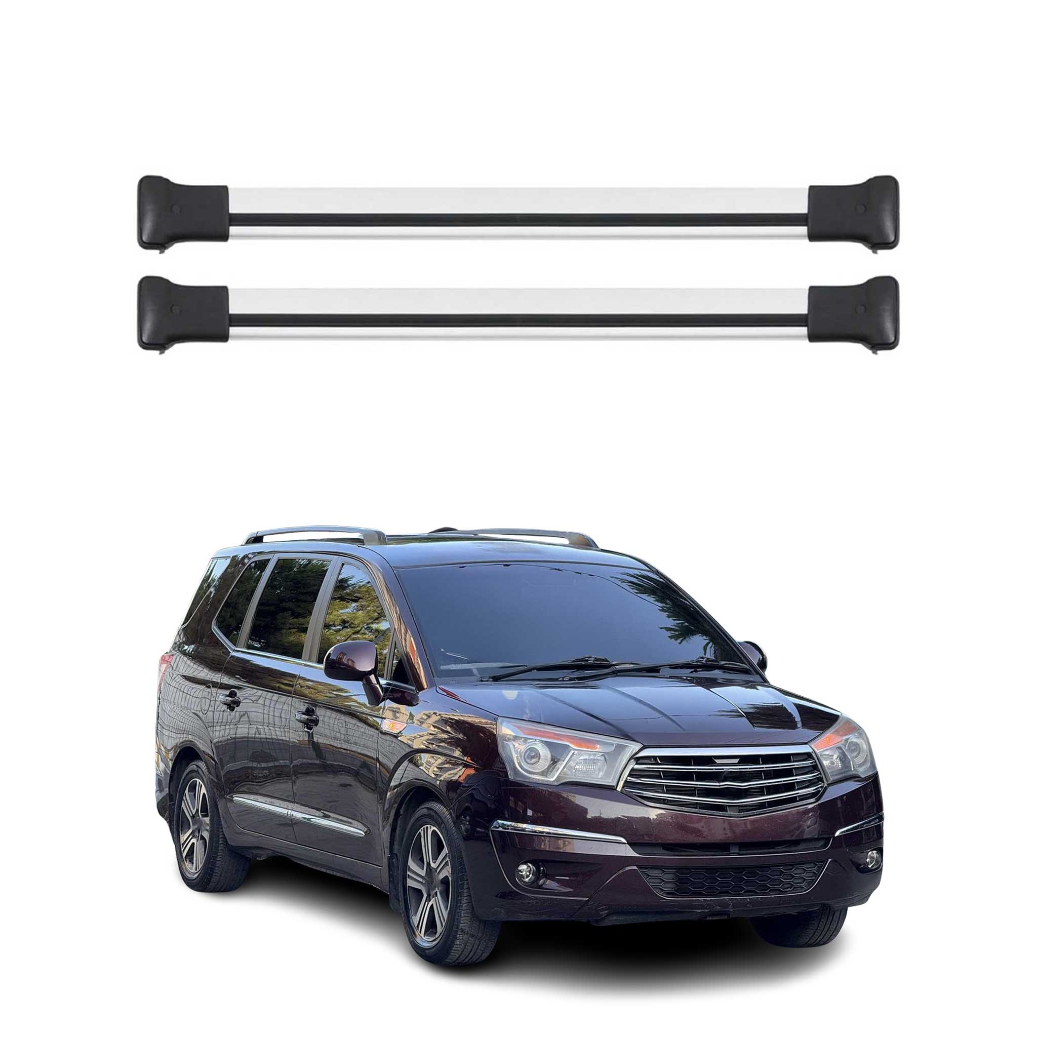 Omac Aluminium Dachträger Querträger Für Ssangyong Rodius Ii 2012-2019 – Max. 75 Kg – 2 Stangen Silber