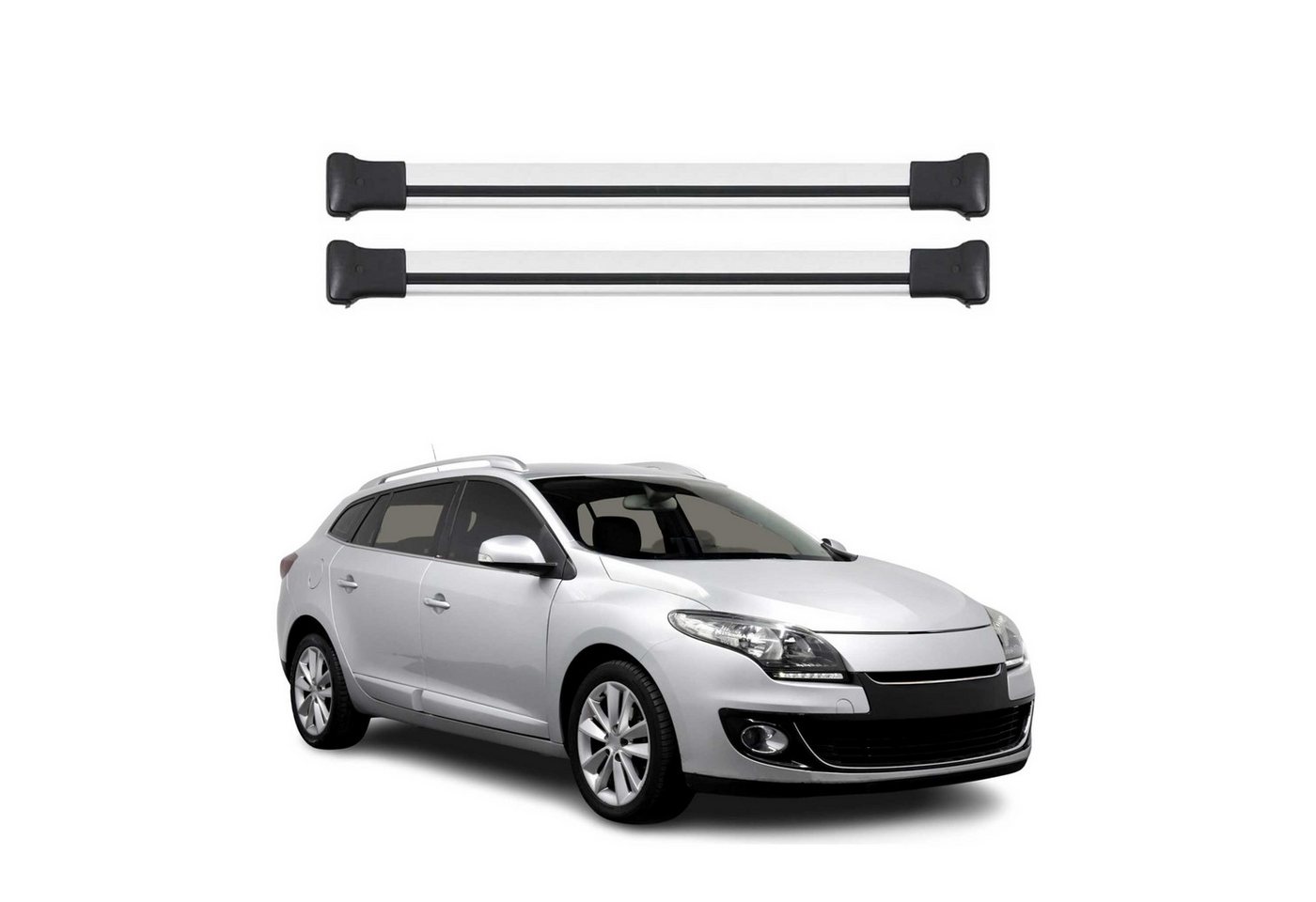 Omac Aluminium Dachträger Querträger Für Renault Megane Iii Grandtour 2009-2016 – Max. 75 Kg – 2 Stangen Silber Bild 5