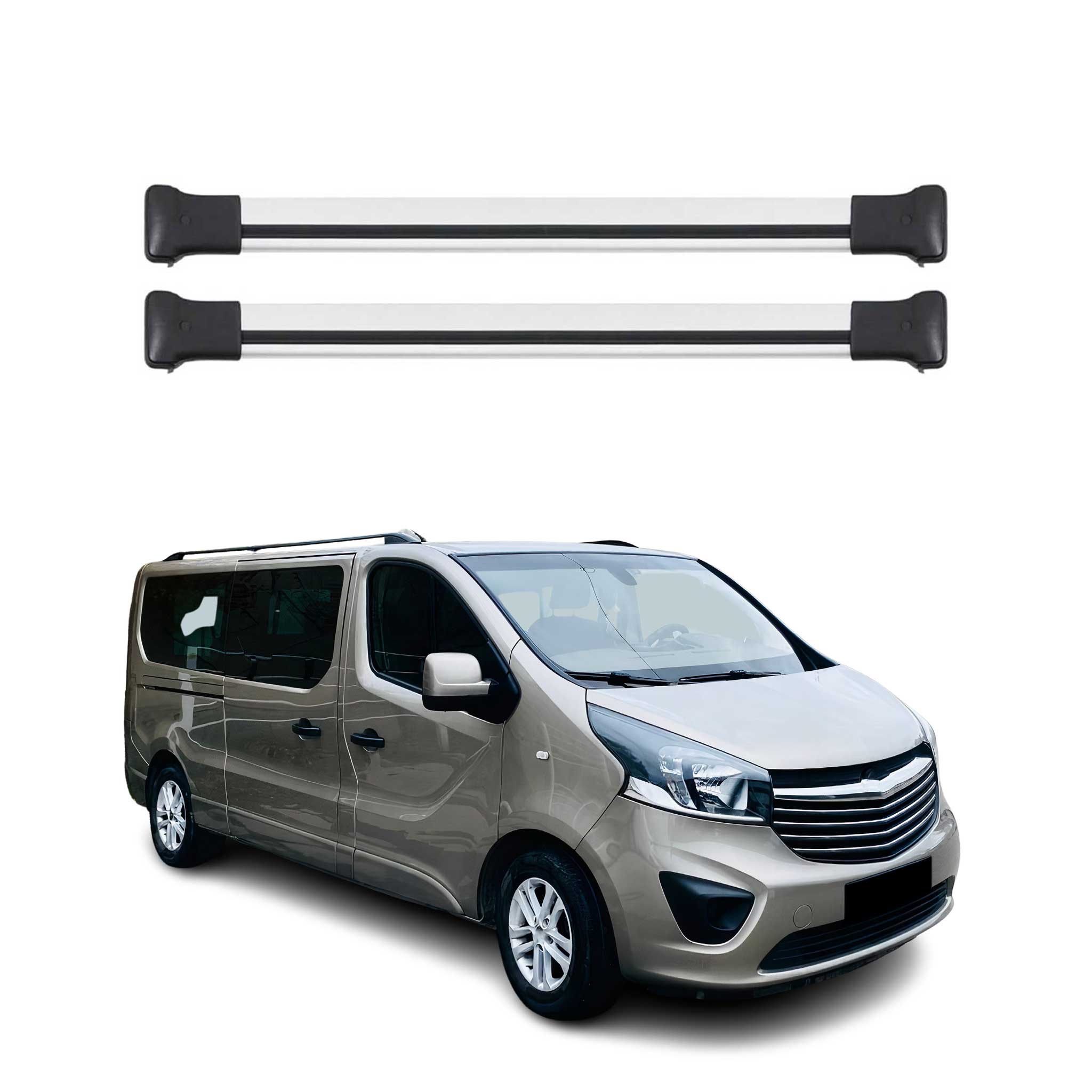 Omac Aluminium Dachträger Querträger Für Opel Vivaro B 2014-2019 – Max. 75 Kg – 3 Stangen Silber