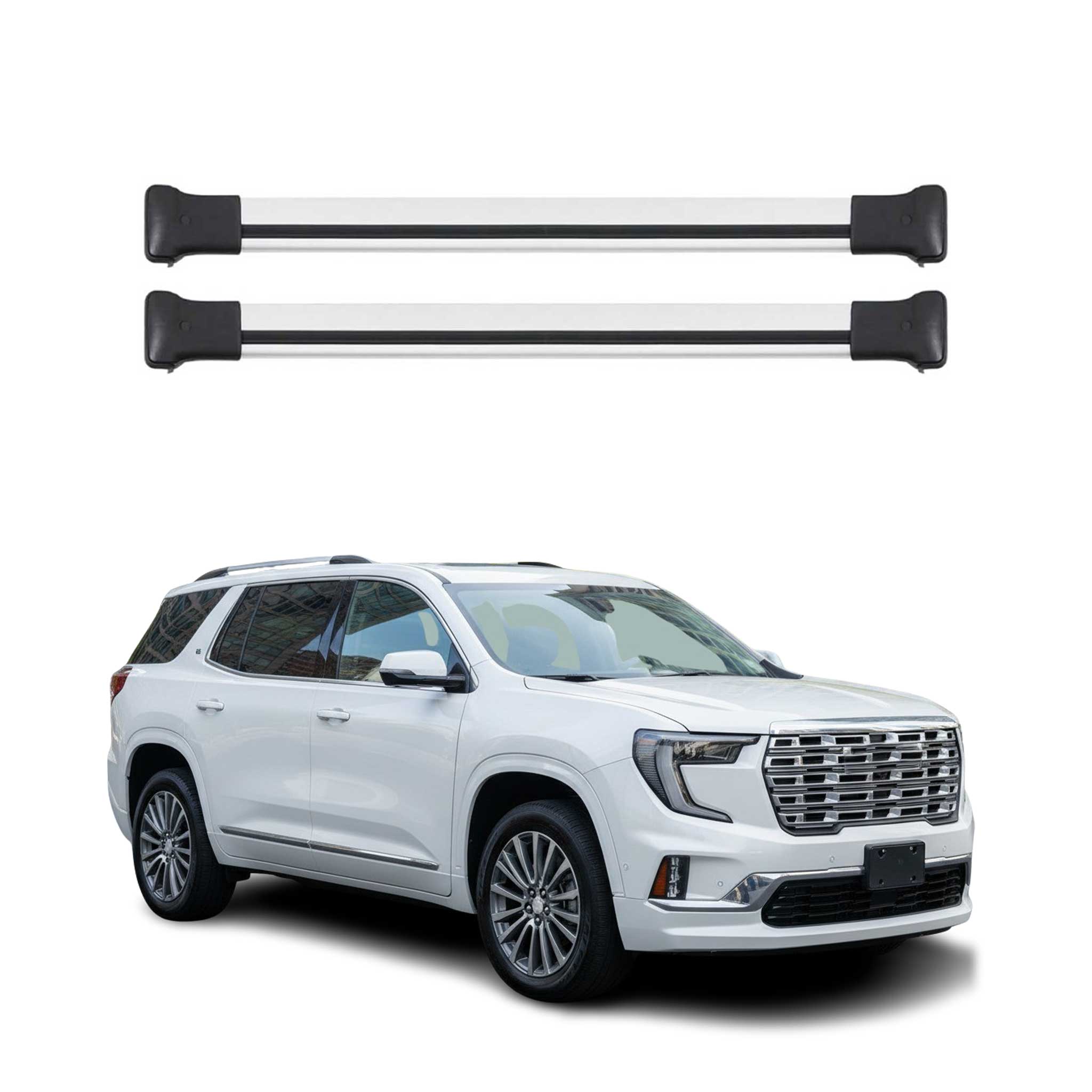 Omac Aluminium Dachträger Querträger Für Gmc Acadia Iii 2024-2026 – Max. 75 Kg – 2 Stangen Silber