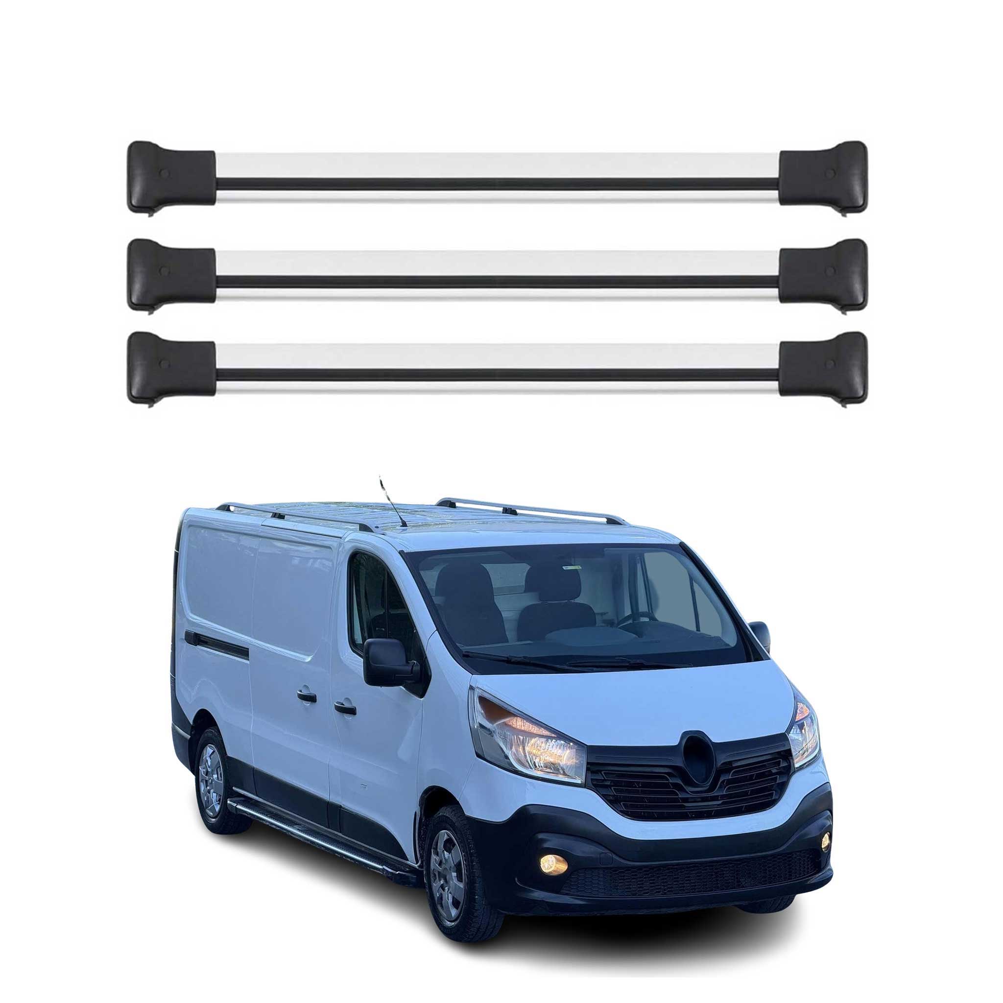 Omac Aluminium Dachträger Querträger Für Renault Trafic Iii 2014-2026 – Max. 75 Kg – 3 Stangen Silber