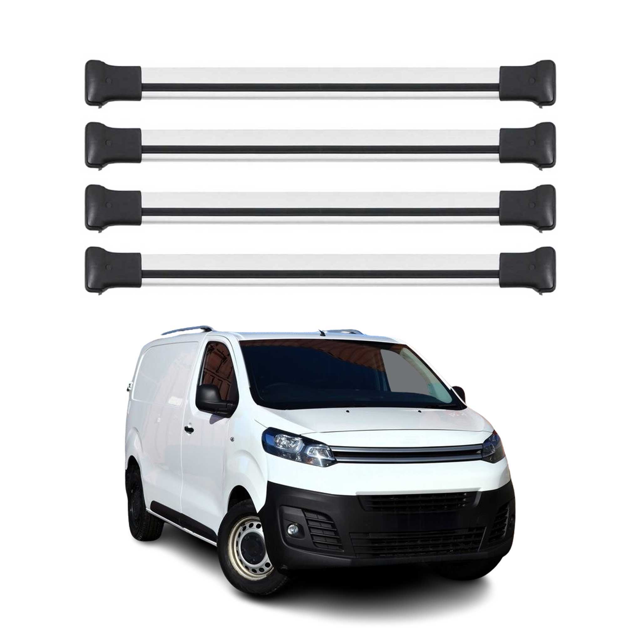 Omac Aluminium Dachträger Querträger Für Citroen Jumpy / Spacetourer 2016-2026 – Max. 75 Kg – 4 Stangen Silber