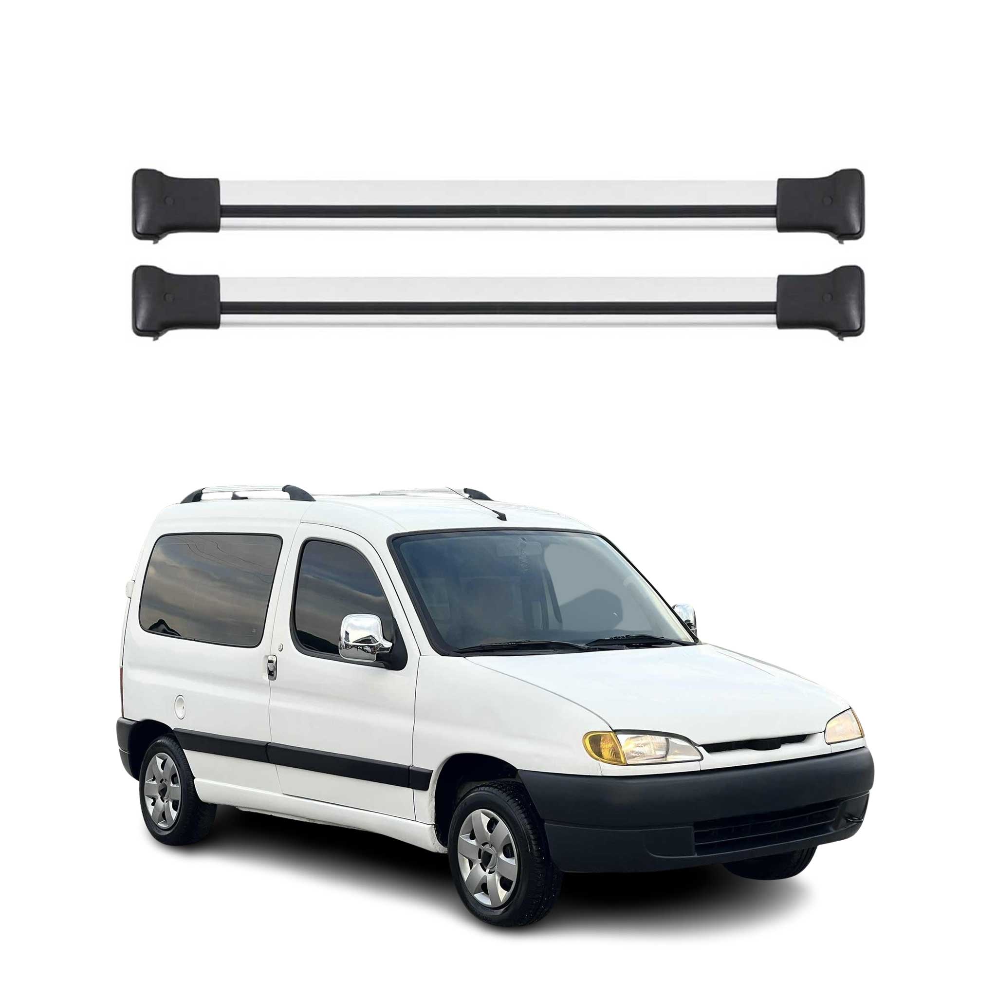 Omac Aluminium Dachträger Querträger Für Peugeot Partner Mk1 1996-2008 – Max. 75 Kg – 2 Stangen Silber