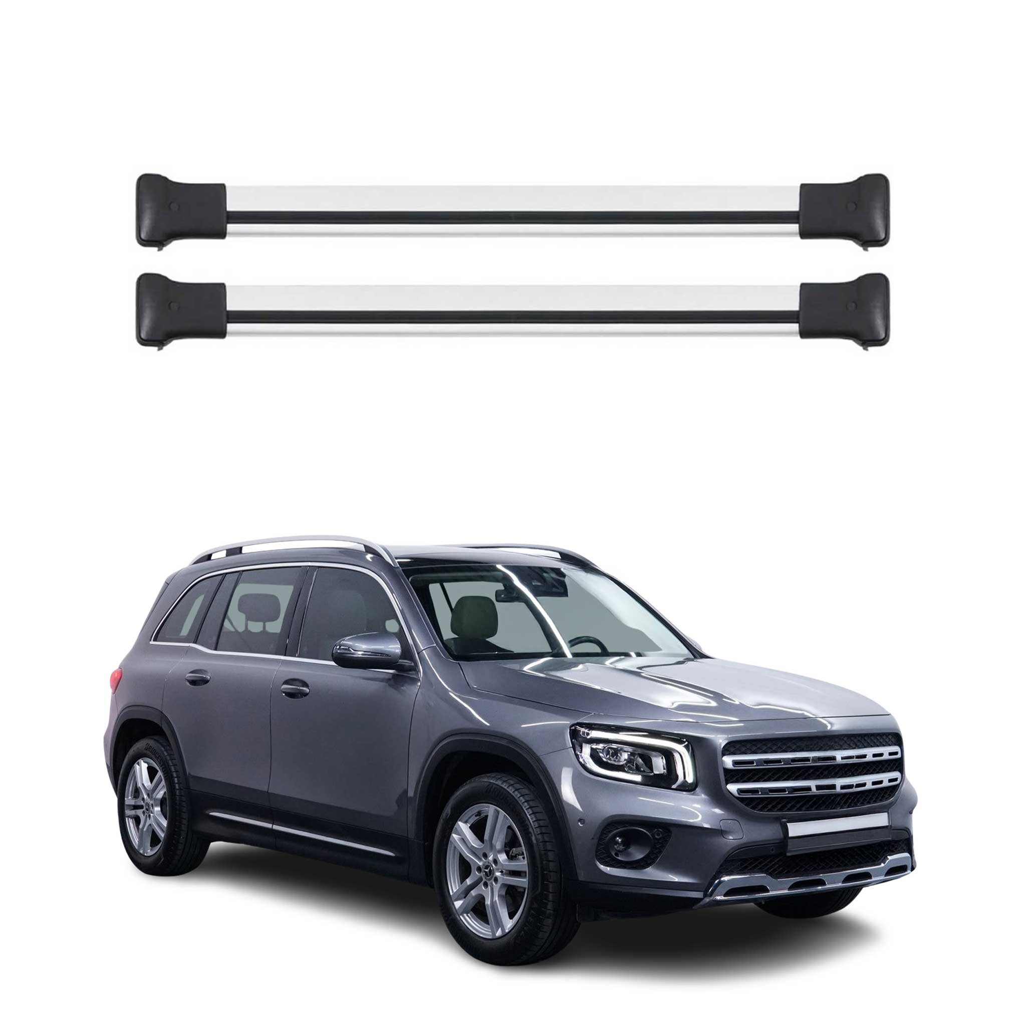Omac Aluminium Dachträger Querträger Für Mercedes Glb X247 2019-2026 – Max. 75 Kg – 2 Stangen Silber