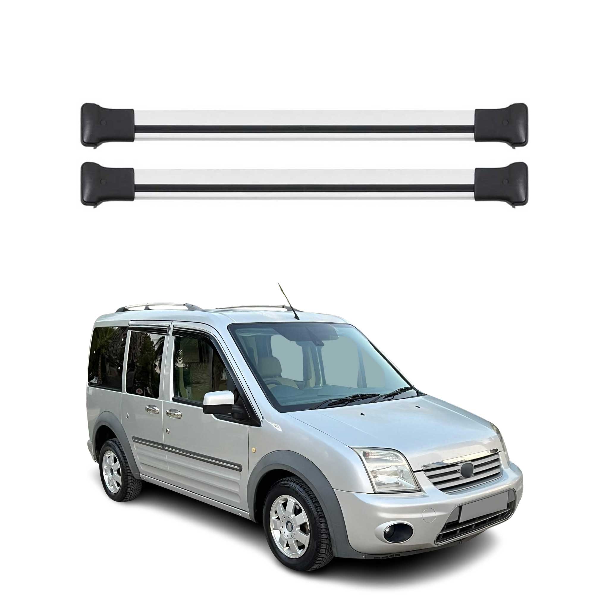 Omac Aluminium Dachträger Querträger Für Ford Connect I 2003-2013 – Max. 75 Kg – 2 Stangen Silber