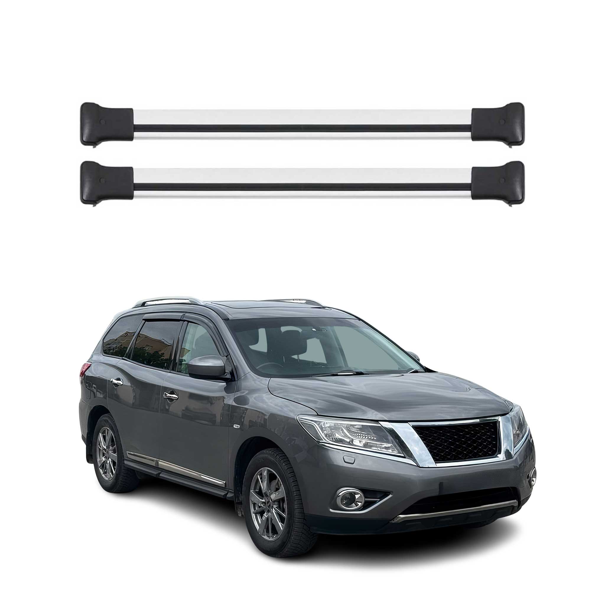 Omac Aluminium Dachträger Querträger Für Nissan Pathfinder Iv 2013-2020 – Max. 75 Kg – 2 Stangen Silber