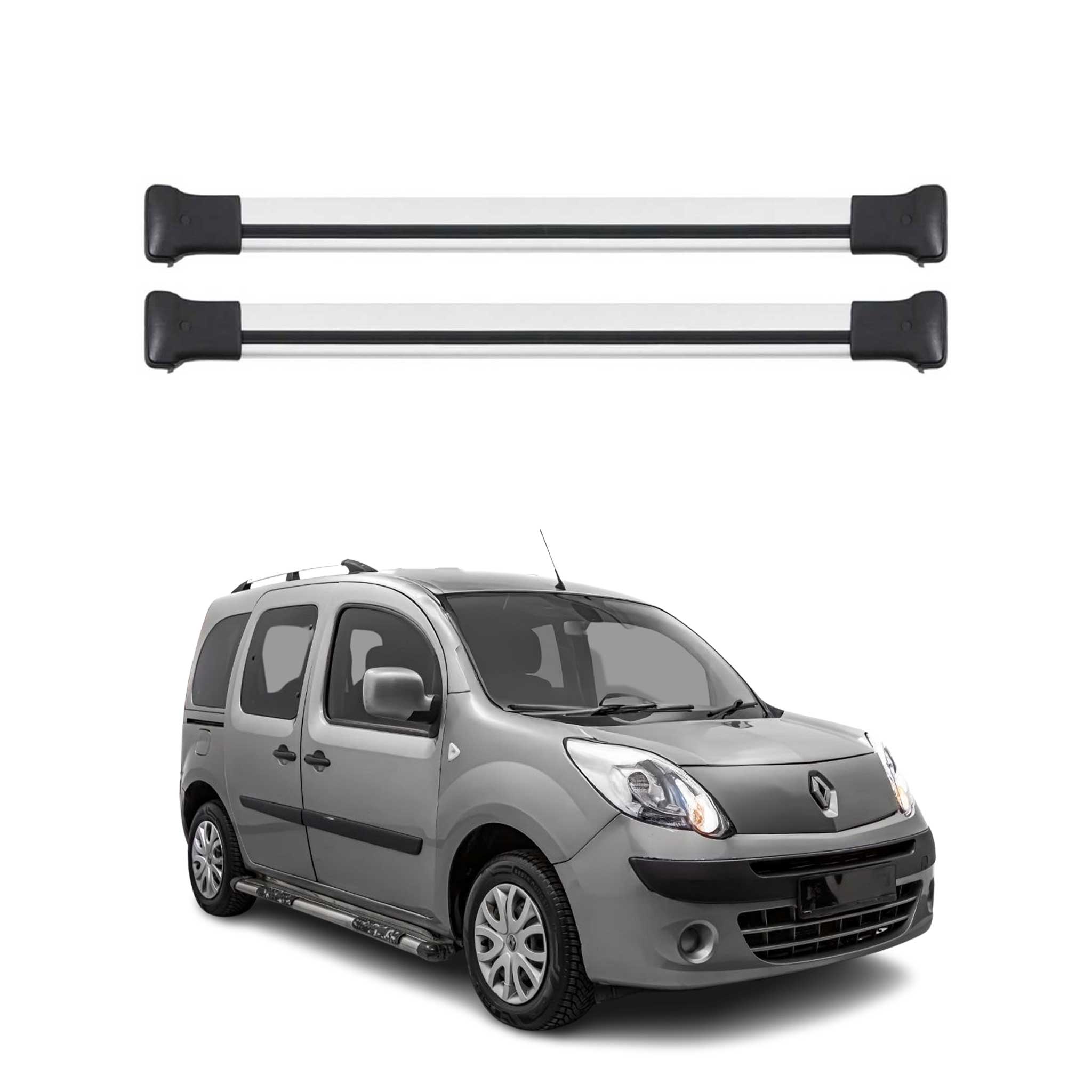 Omac Aluminium Dachträger Querträger Für Renault Kangoo Ii 2007-2021 – Max. 75 Kg – 2 Stangen Silber
