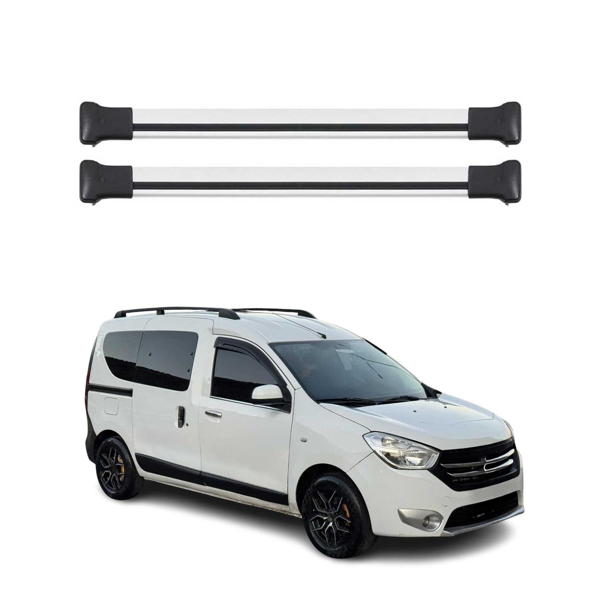 Omac Aluminium Dachträger Querträger Für Dacia Dokker 2012-2022 – Max. 75 Kg – 2 Stangen Silber