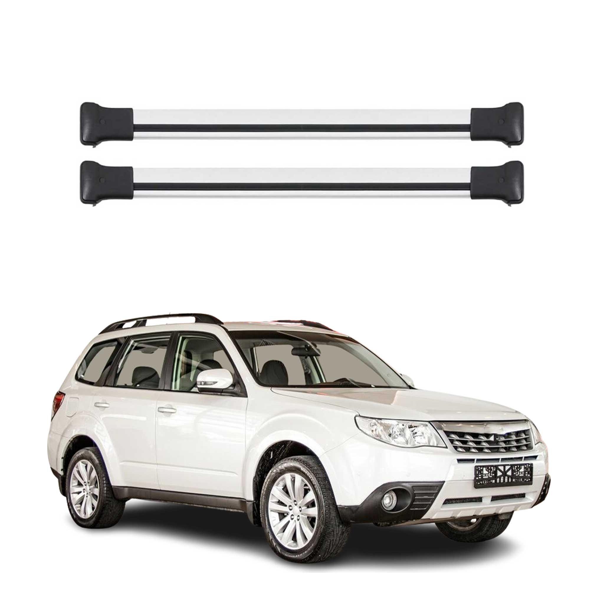 Omac Aluminium Dachträger Querträger Für Subaru Forester V 2018-2025 – Max. 75kg – 2 Stangen – Silber