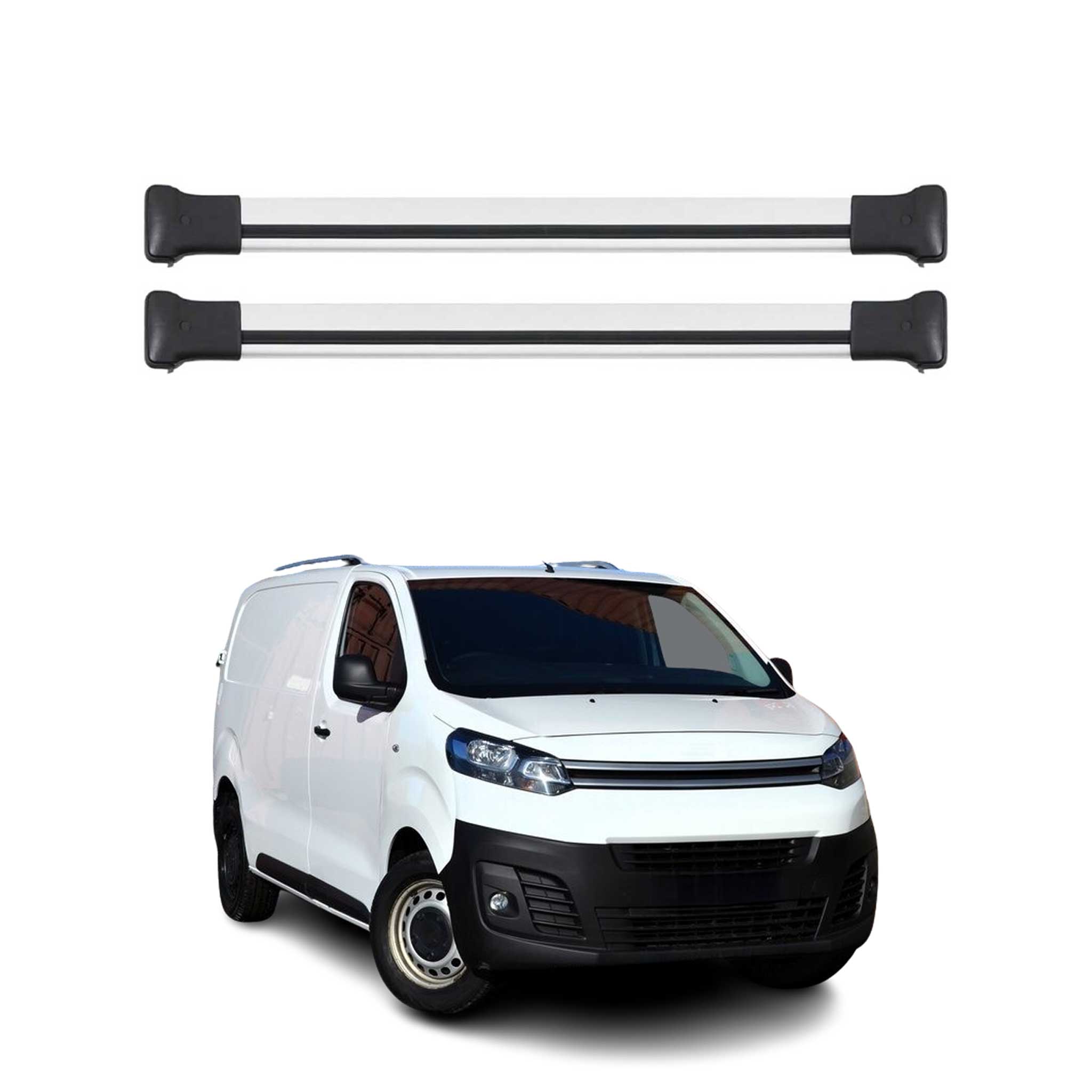 Omac Aluminium Dachträger Querträger Für Citroen Jumpy 2016-2026 – Max. 75 Kg – 2 Stangen Silber