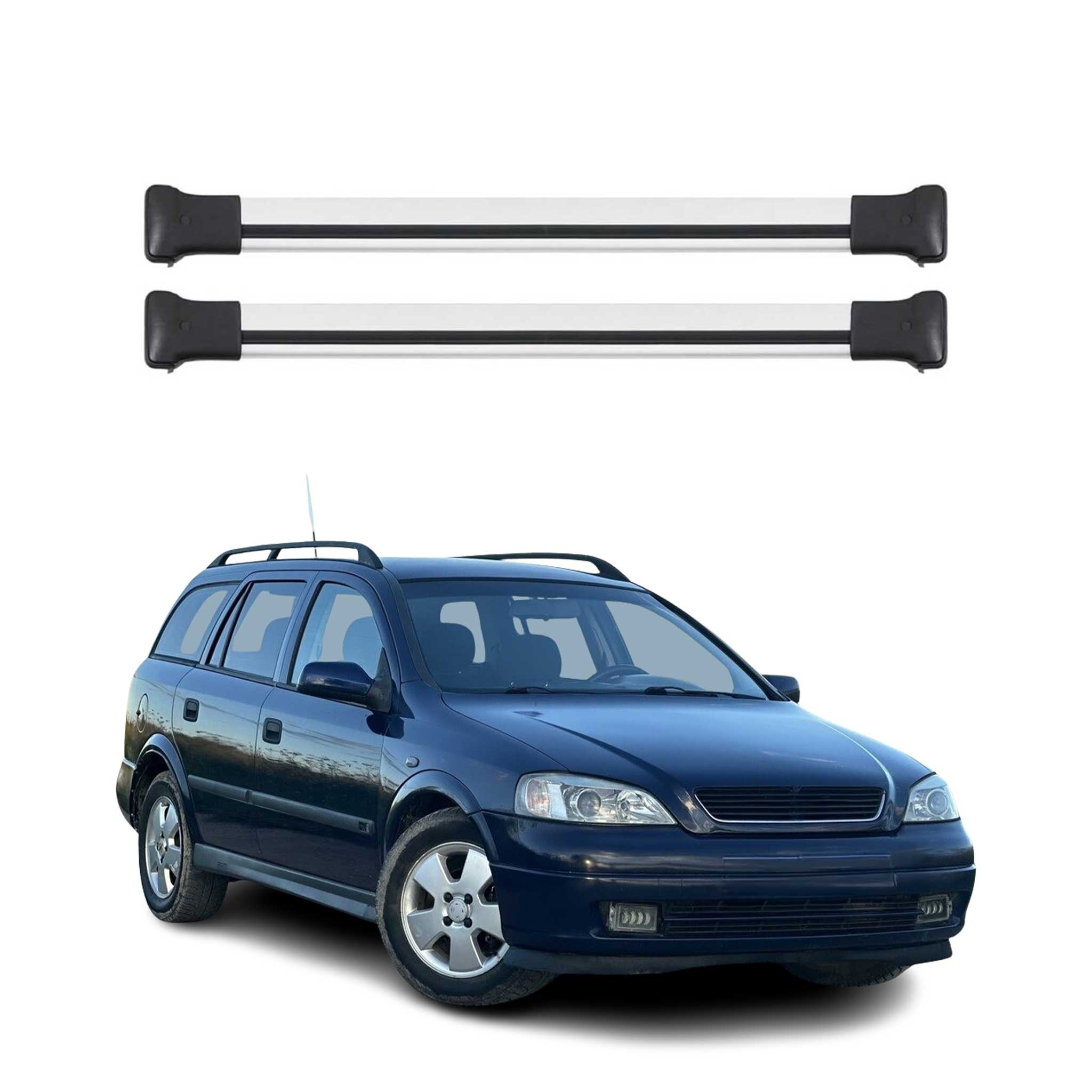 Omac Aluminium Dachträger Querträger Für Opel Astra G Kombi 1998-2004 – Max. 75 Kg – 2 Stangen Silber