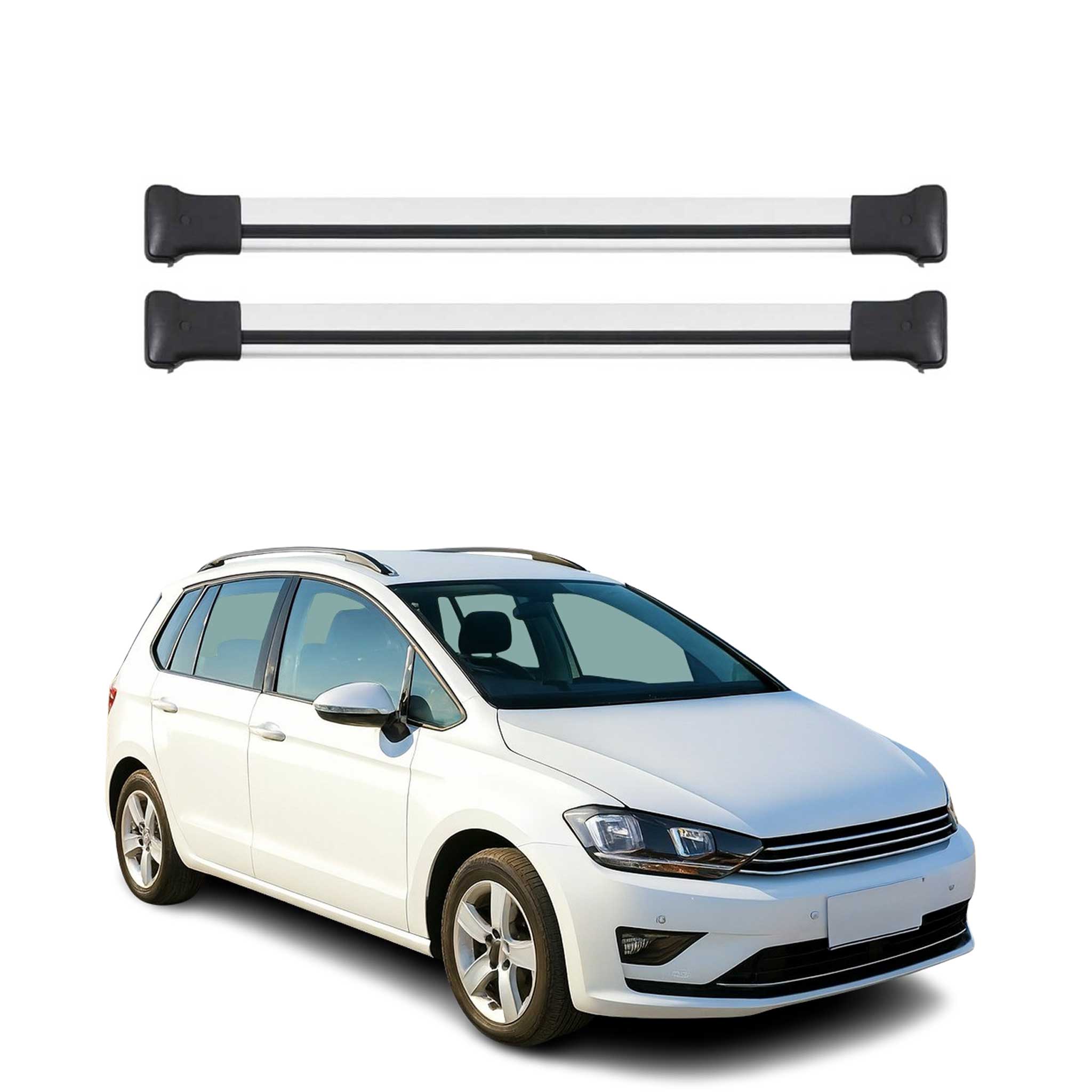 Omac Aluminium Dachträger Querträger Für Vw Golf Mk7 Variant 2012-2019 – Max. 75 Kg – 2 Stangen Silber
