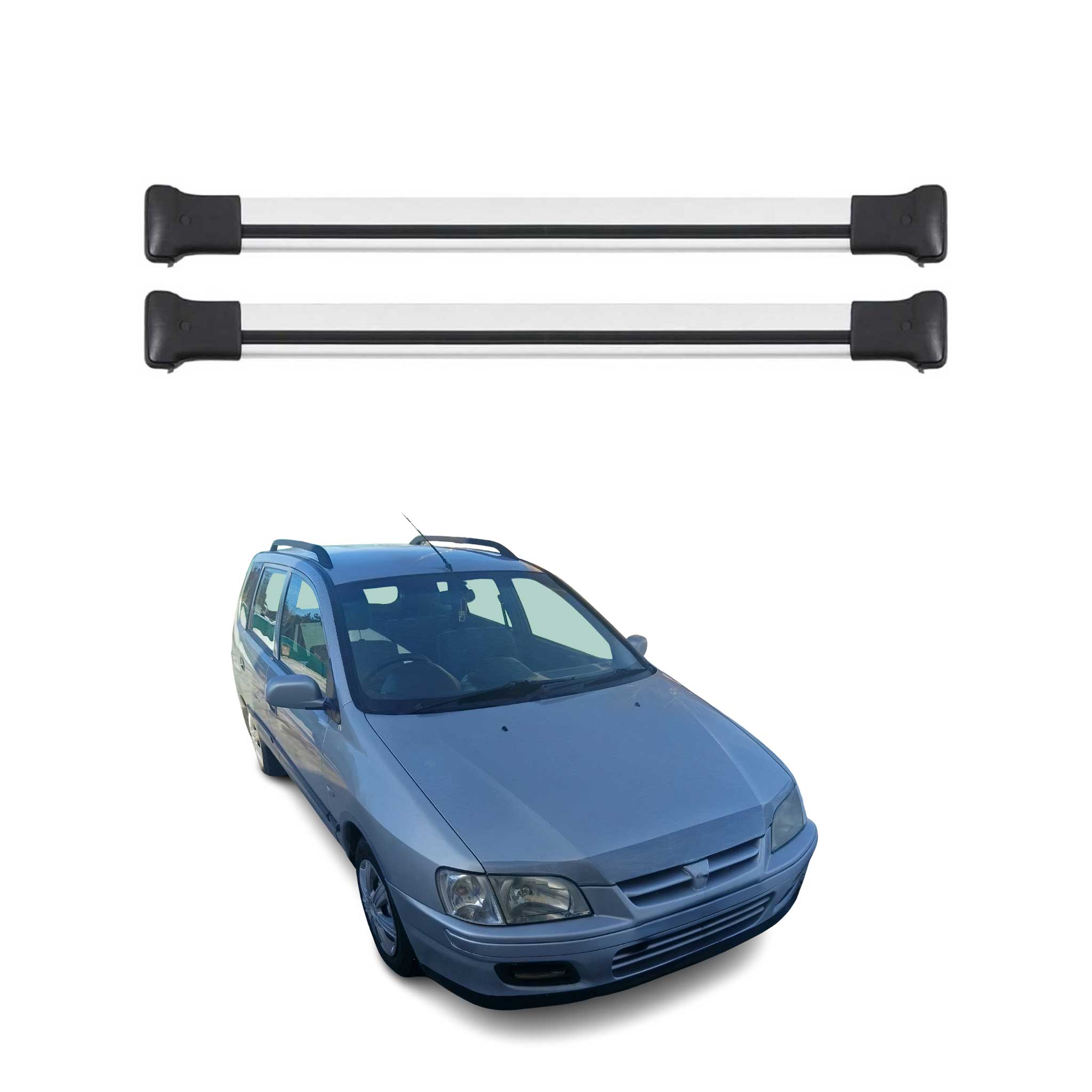 Omac Aluminium Dachträger Querträger Für Mitsubishi Space Star Mk1 1998-2005 – Max. 75 Kg – 2 Stangen Silber