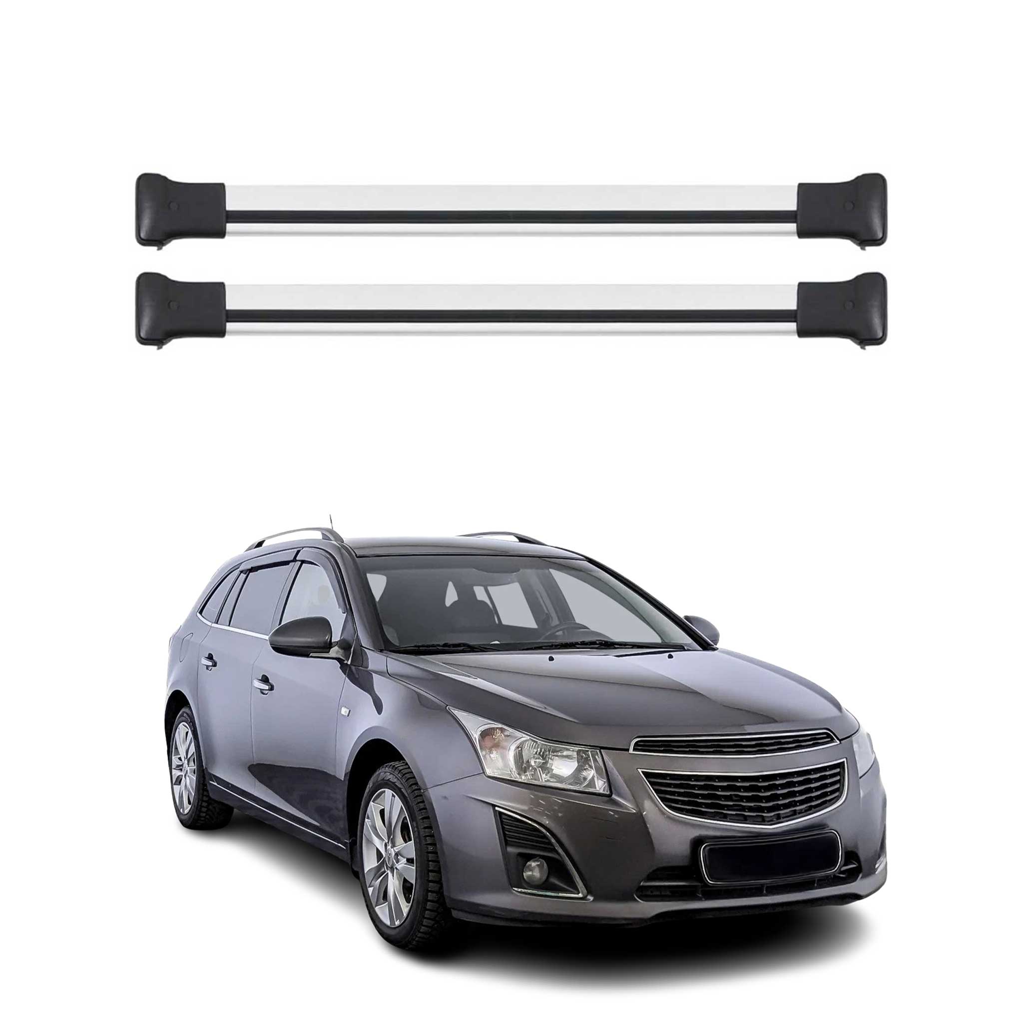 Omac Aluminium Dachträger Querträger Für Chevrolet Cruze Kombi 2011-2016 – Max. 75 Kg – 2 Stangen Silber