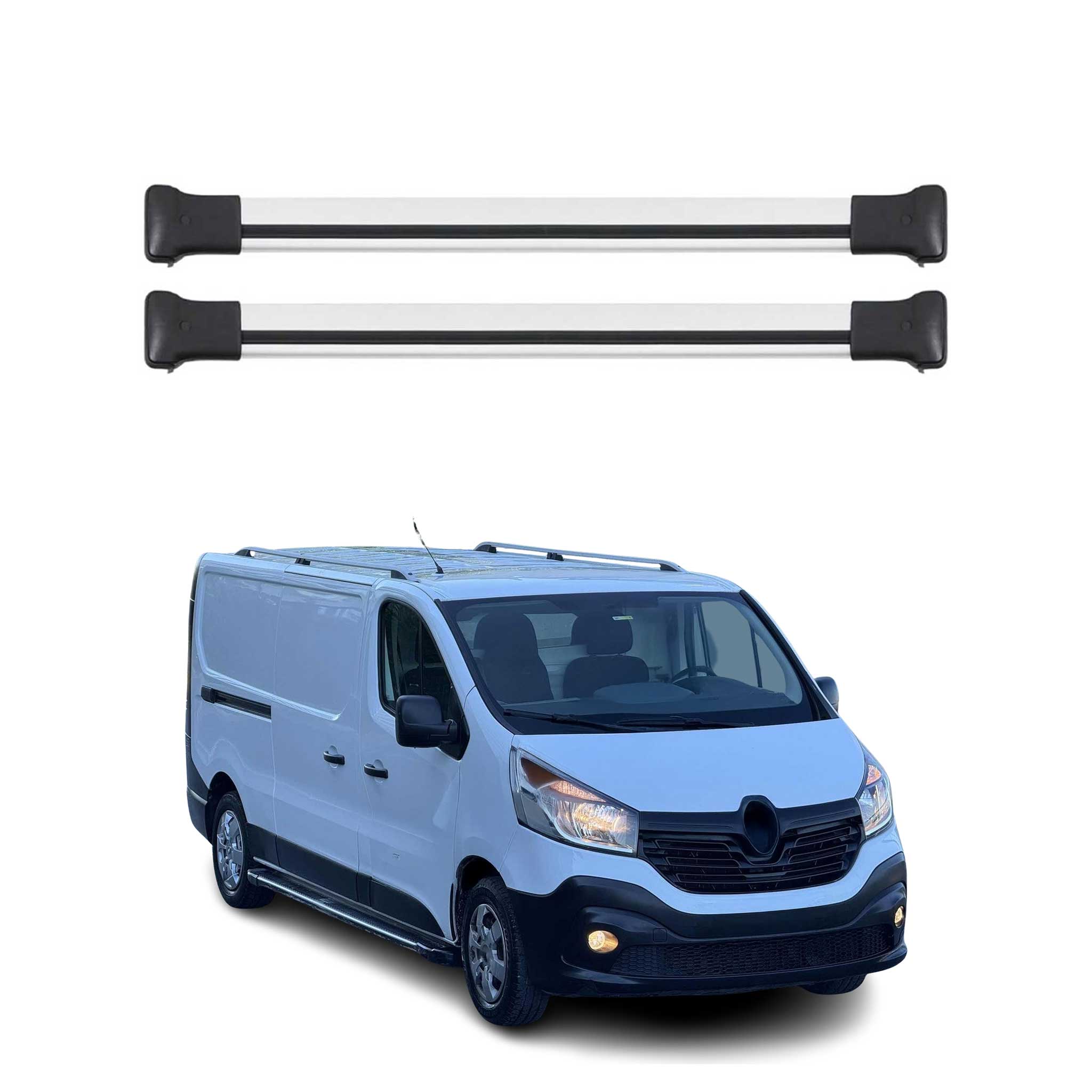Omac Aluminium Dachträger Querträger Für Renault Trafic Iii 2014-2026 – Max. 75 Kg – 2 Stangen Silber