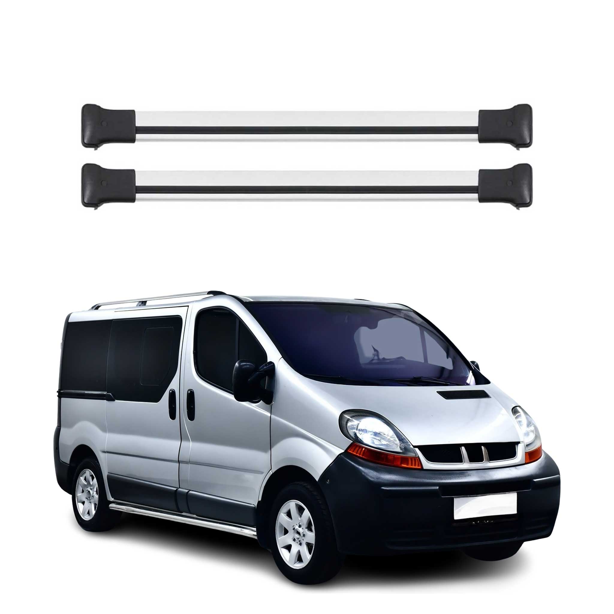 Omac Aluminium Dachträger Querträger Für Renault Trafic Ii 2001-2014 – Max. 75 Kg – 2 Stangen Silber