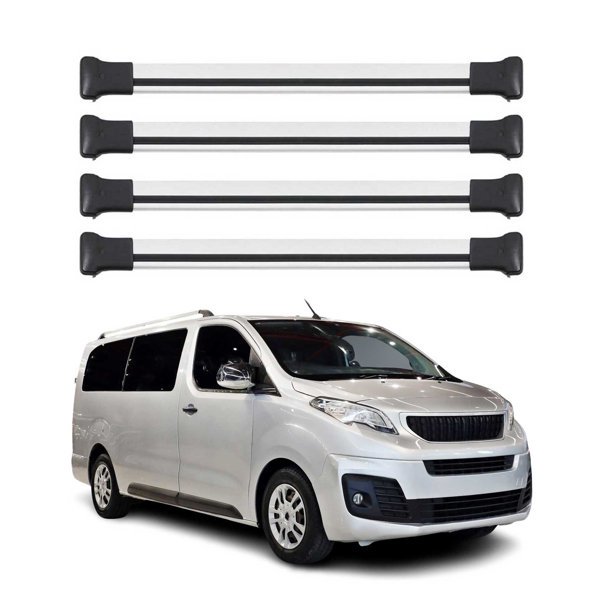 Omac Aluminium Dachträger Querträger Für Peugeot Expert / Traveller 2016-2026 – Max. 75 Kg – 4 Stangen Silber