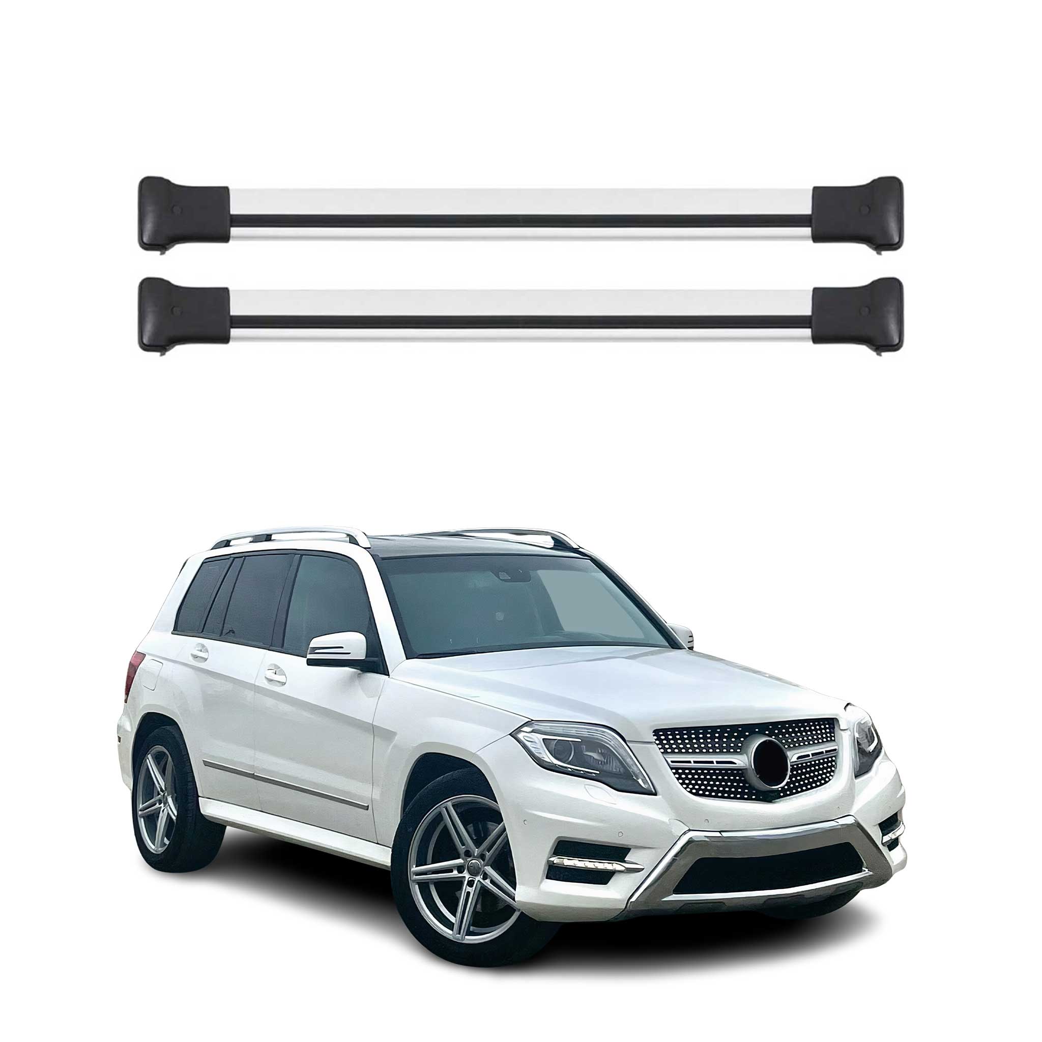 Omac Aluminium Dachträger Querträger Für Mercedes Glk Klasse X204 2008-2015 – Max. 75 Kg – 2 Stangen Silber