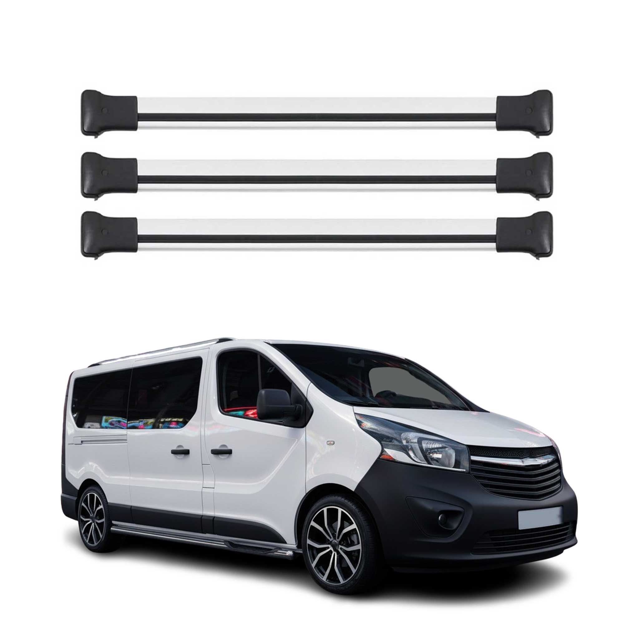 Omac Aluminium Dachträger Querträger Für Fiat Talento 2016-2020 – Max. 75 Kg – 3 Stangen Silber