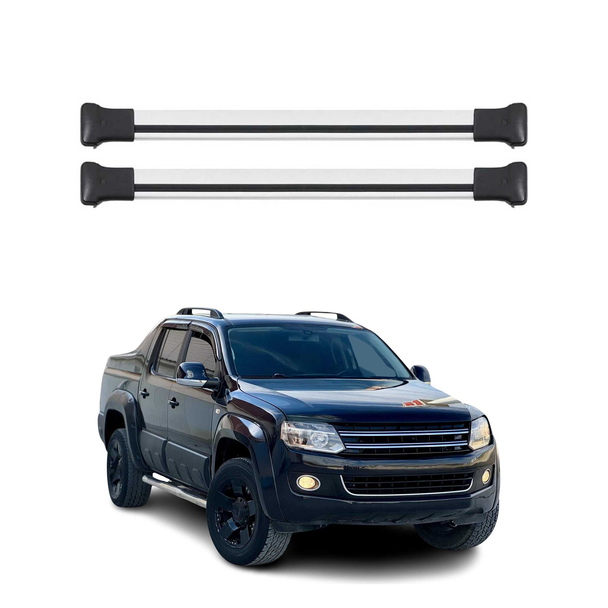 Omac Aluminium Dachträger Querträger Für Vw Amarok I 2010-2020 – Tüv / Din 75302:2019 – Max. 75 Kg – 2 Stangen Silber